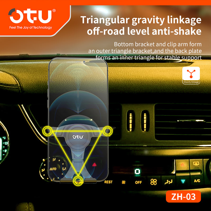 OTU ZH03 Universal Gravity Car Phone Holder - 360° Adjustable Vent Mount, Secure & Hands-Free for All Cars
