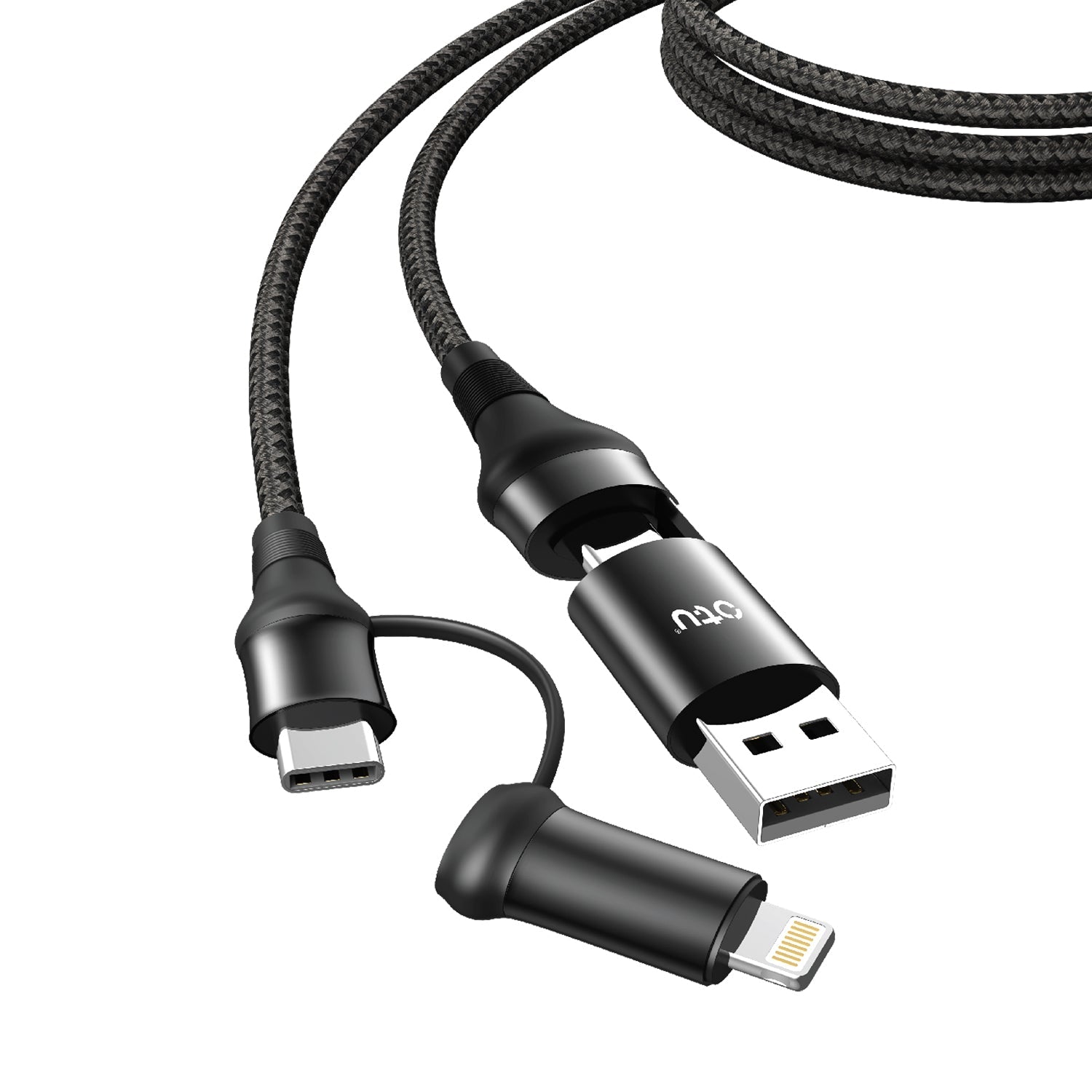 OTU DL13-F 4-in-1 Fast Charging Nylon Braided Cable | 50% in 30 Mins | USB-C & Lightning Compatible for All Devices | 1M