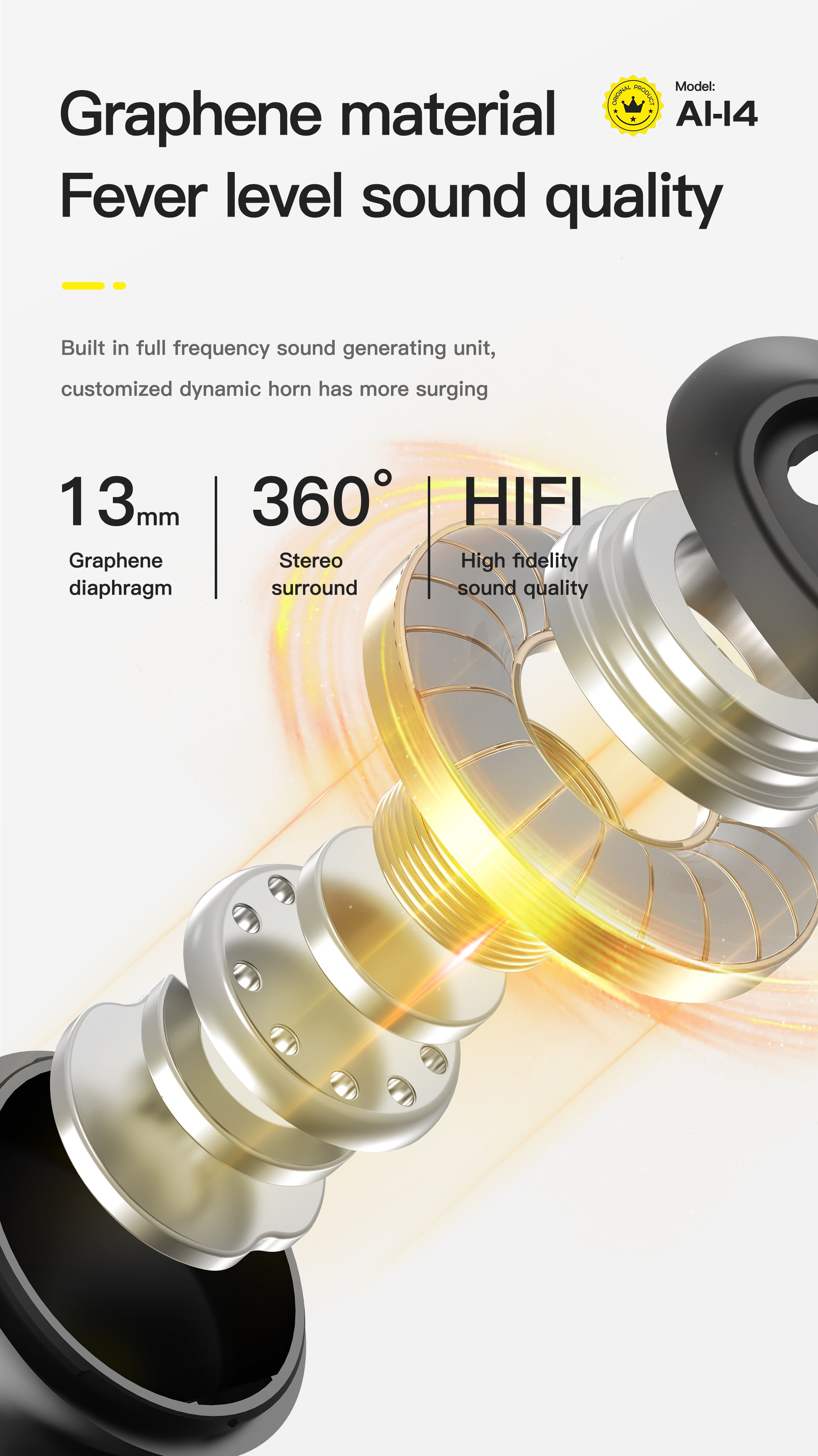 OTU AI-14 Noise Cancelling Earbuds - Bluetooth 5.1, Graphene Sound, 30H Playtime, Comfort Fit, Clear Calls
