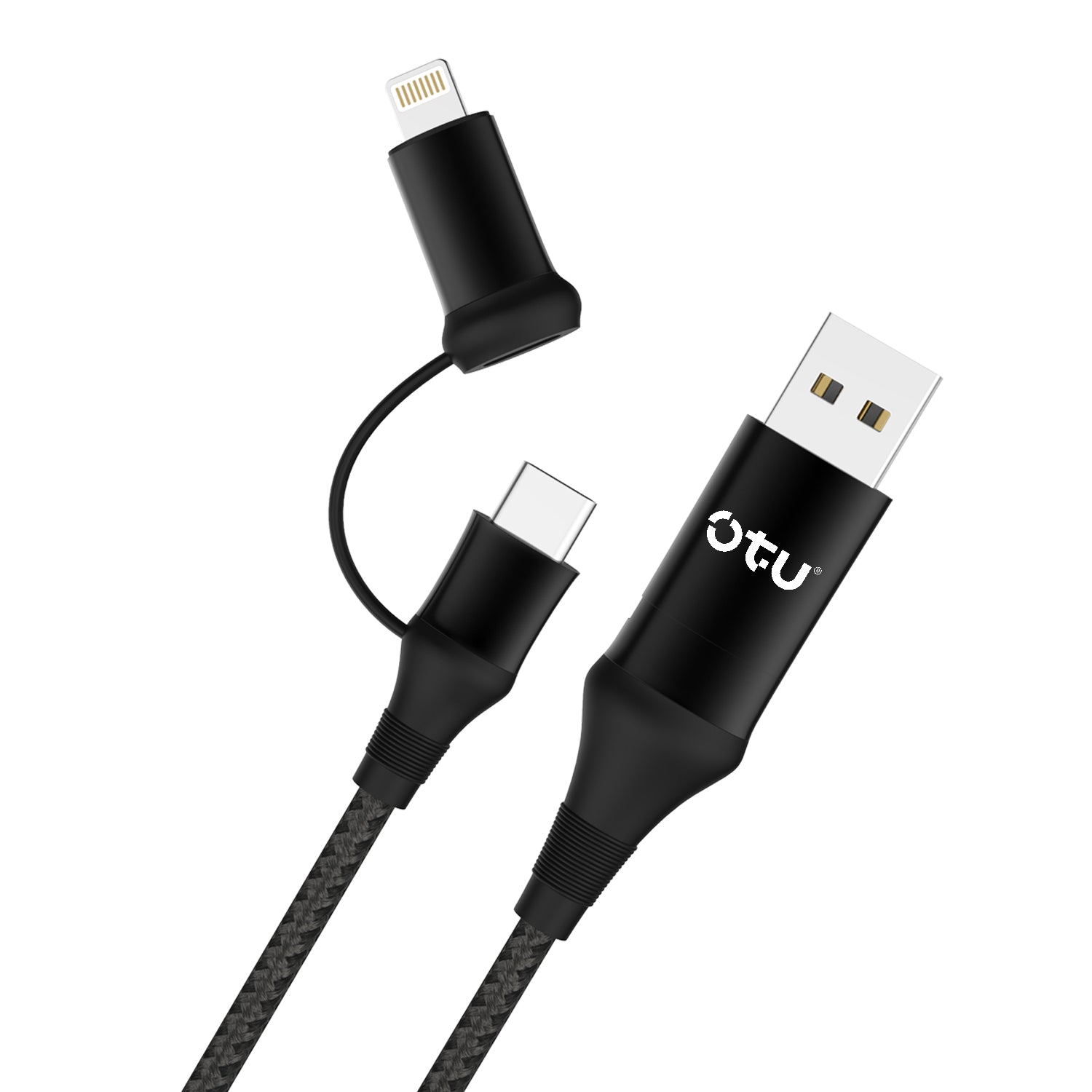 OTU DL13-F 4-in-1 Fast Charging Nylon Braided Cable | 50% in 30 Mins | USB-C & Lightning Compatible for All Devices | 1M