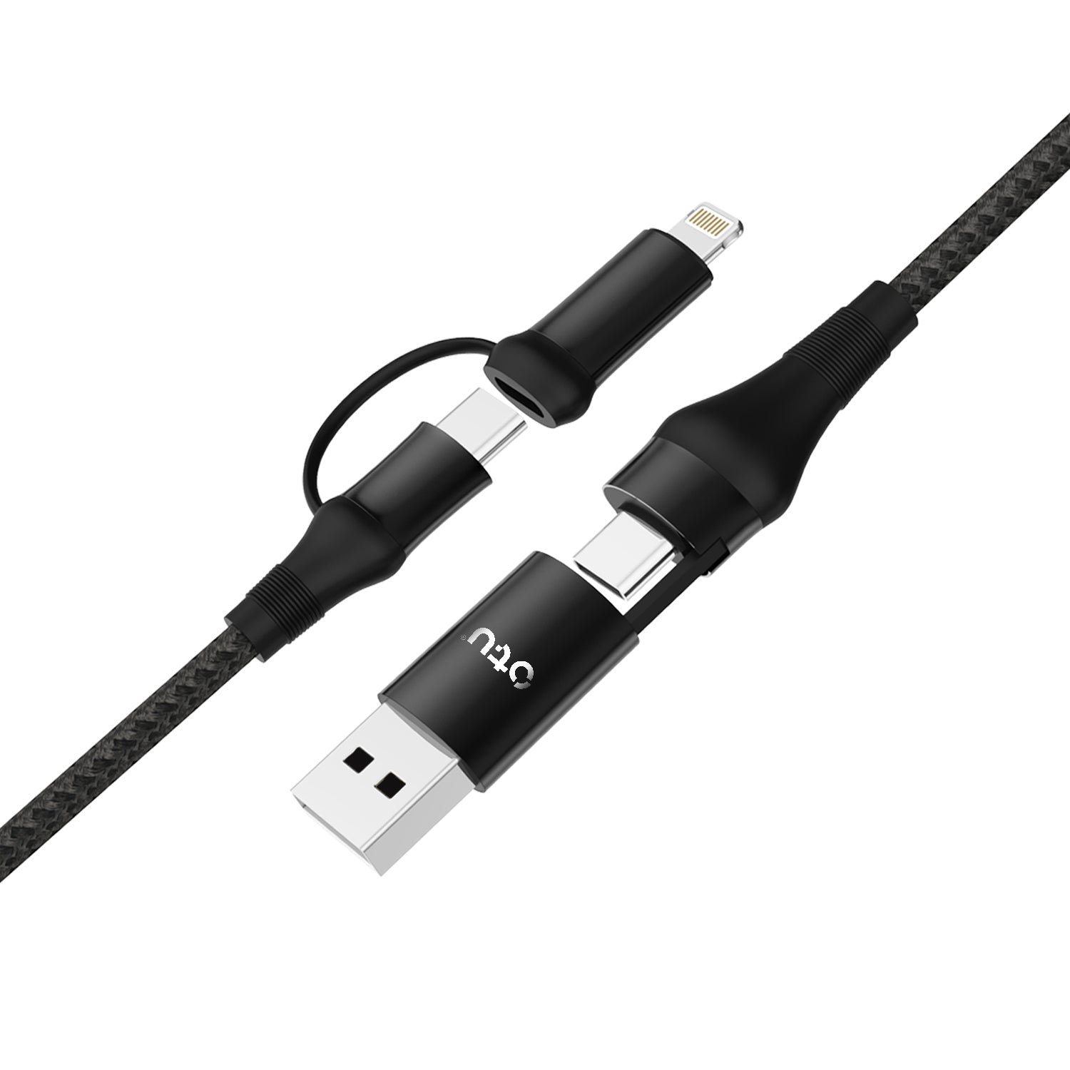OTU DL13-F 4-in-1 Fast Charging Nylon Braided Cable | 50% in 30 Mins | USB-C & Lightning Compatible for All Devices | 1M
