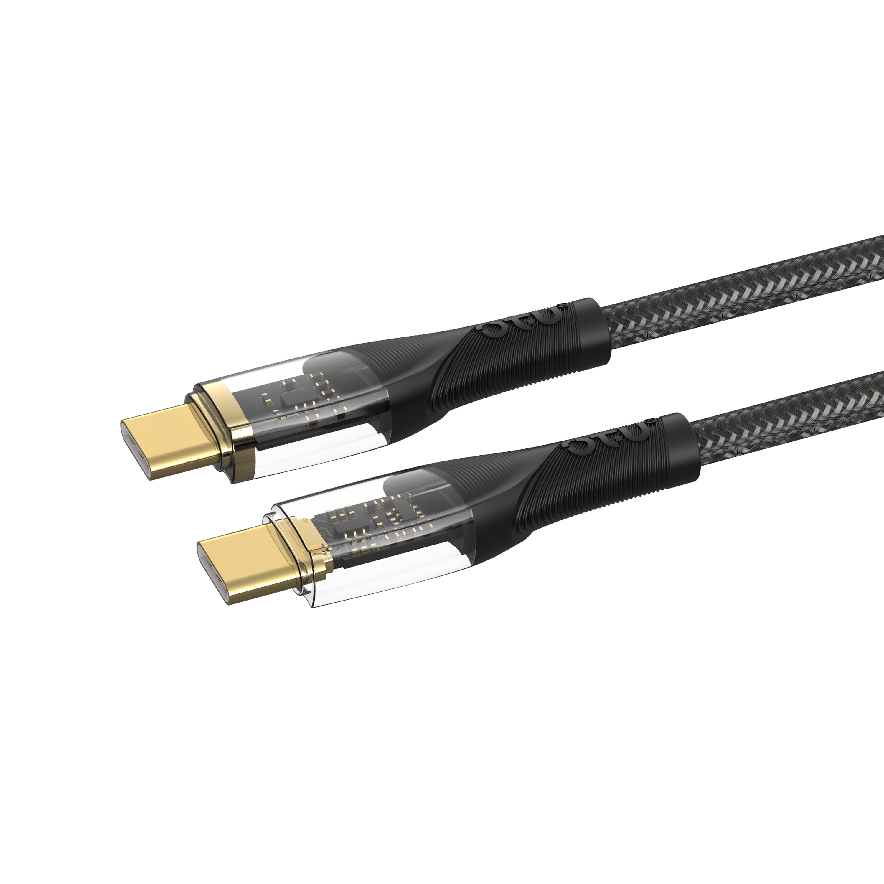 OTU DL18 CC and IC 100W Transparent Fast Charging Cable - Nylon Braided USB-C to Lightning & USB-C to USB-C Cable for High-Speed Data Transfer & Durability