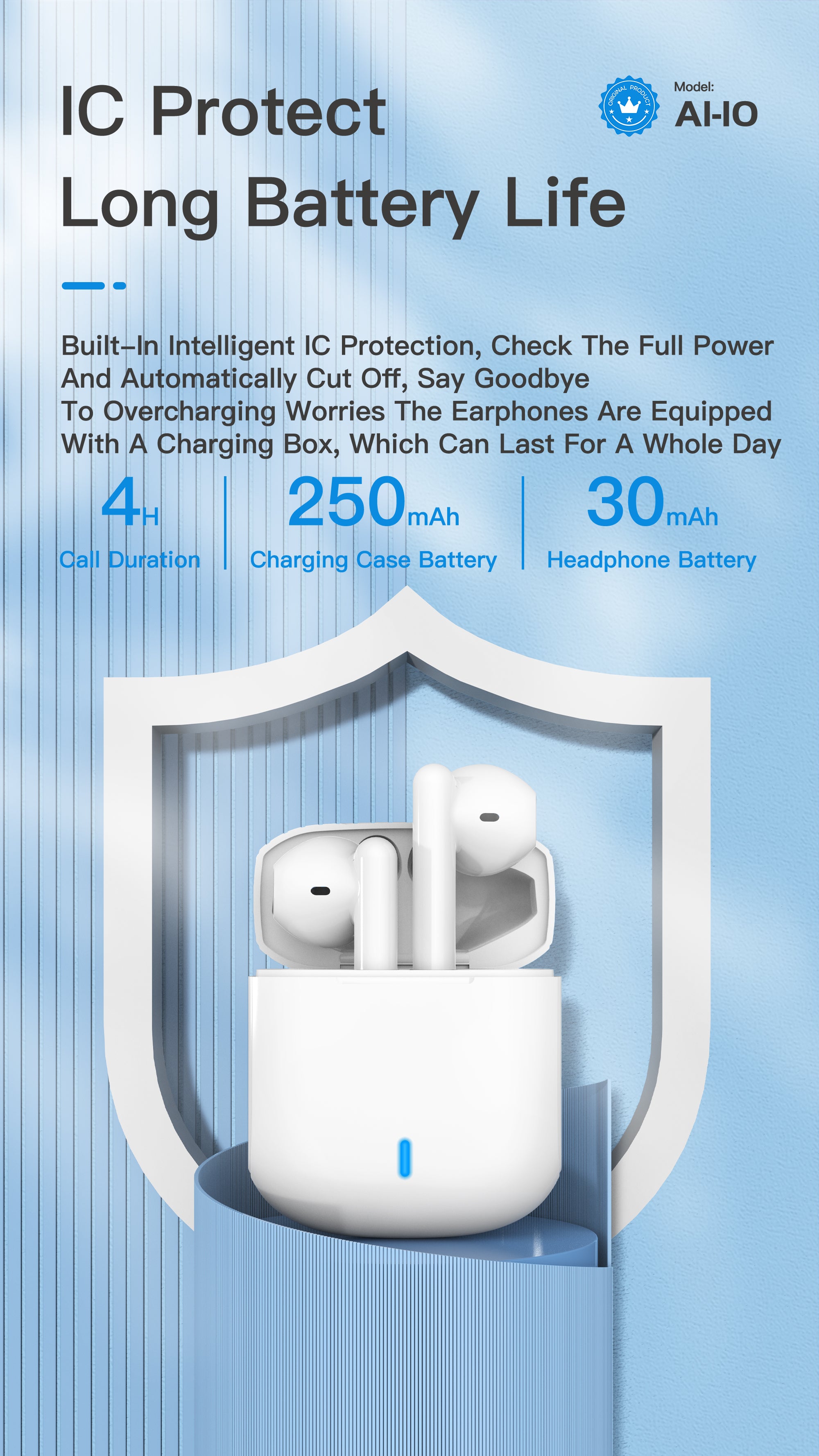 OTU Al-10 TWS Bluetooth Earbuds - Bluetooth 5.1, Smart Noise Cancellation, Hi-Fi Sound, 4H Talk Time, Auto Connect