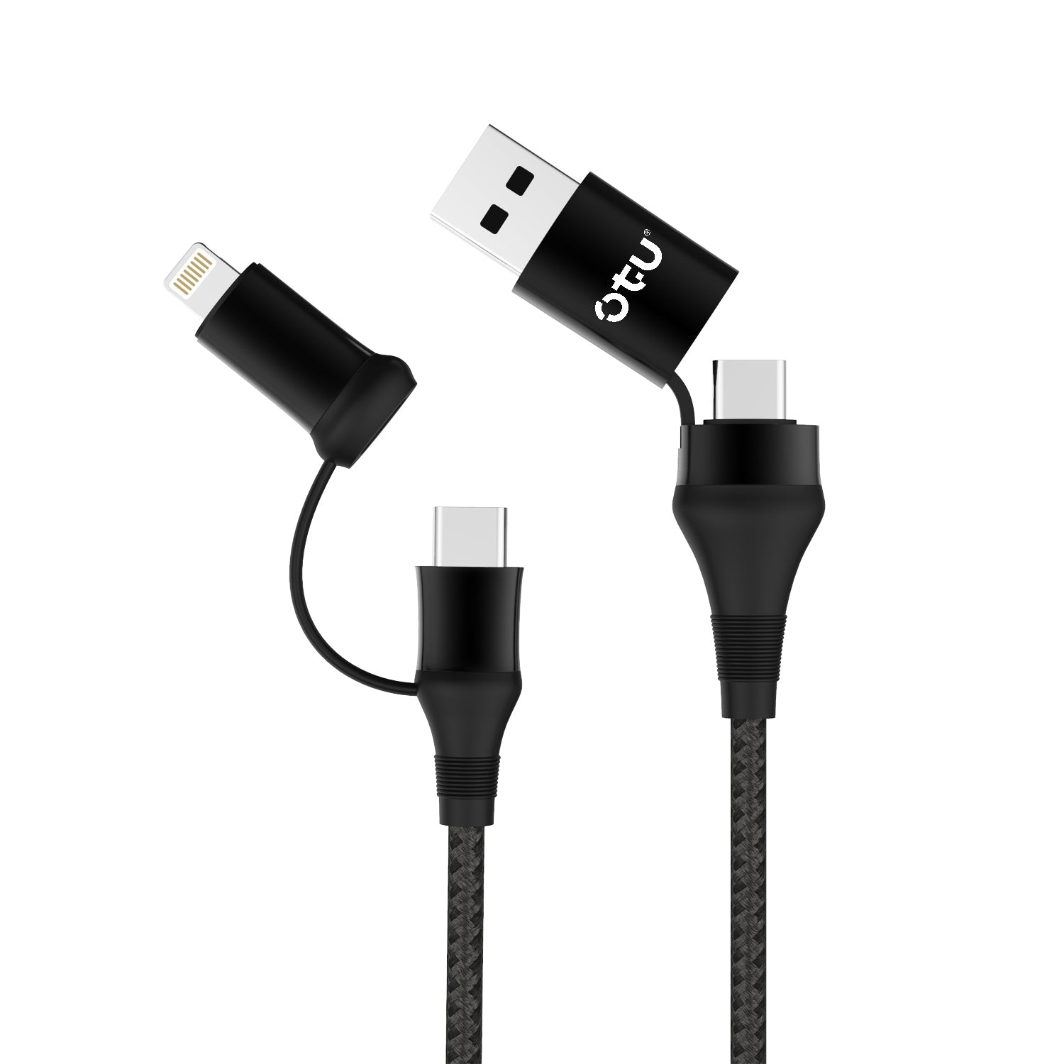 OTU DL13-F 4-in-1 Fast Charging Nylon Braided Cable | 50% in 30 Mins | USB-C & Lightning Compatible for All Devices | 1M