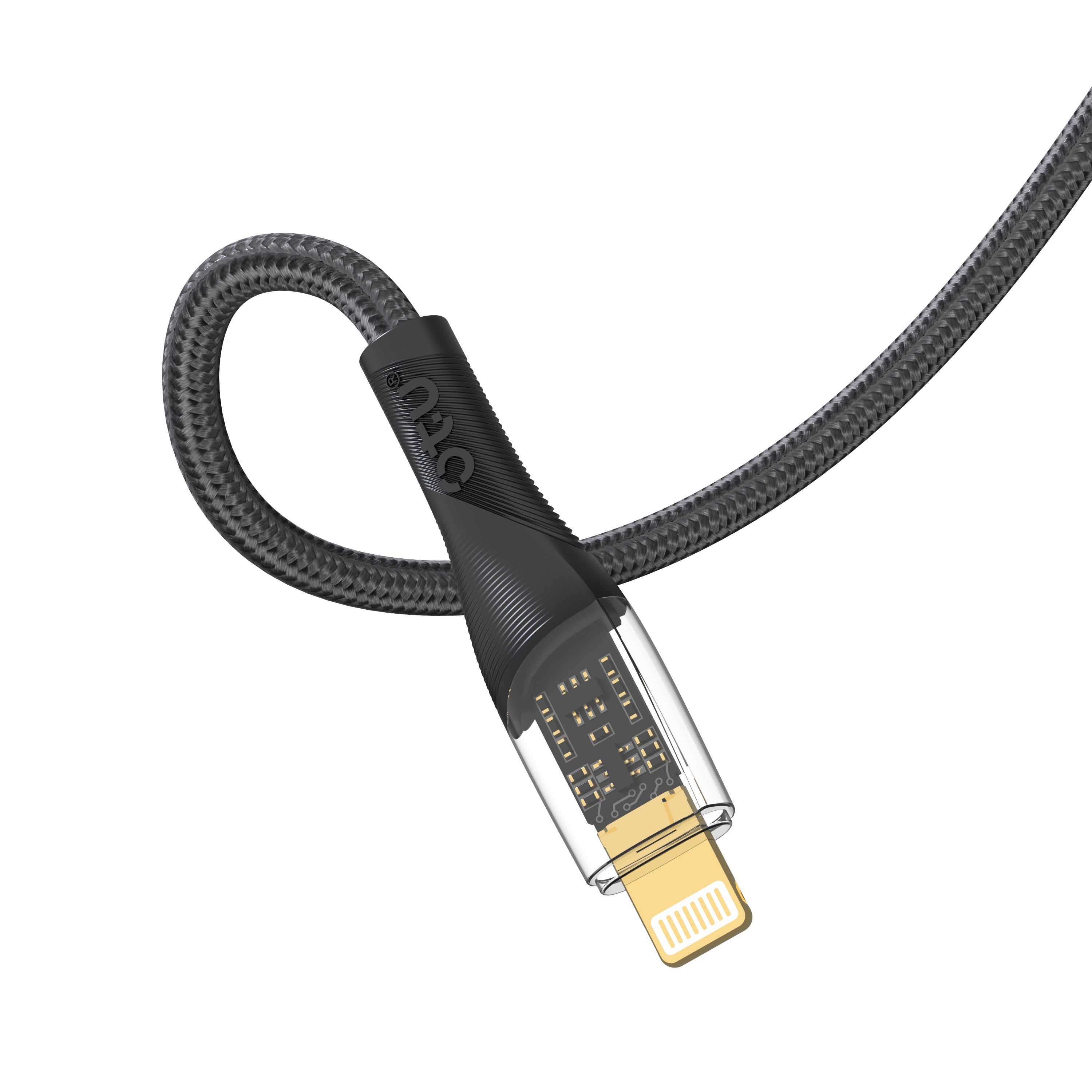 OTU DL18 CC and IC 100W Transparent Fast Charging Cable - Nylon Braided USB-C to Lightning & USB-C to USB-C Cable for High-Speed Data Transfer & Durability