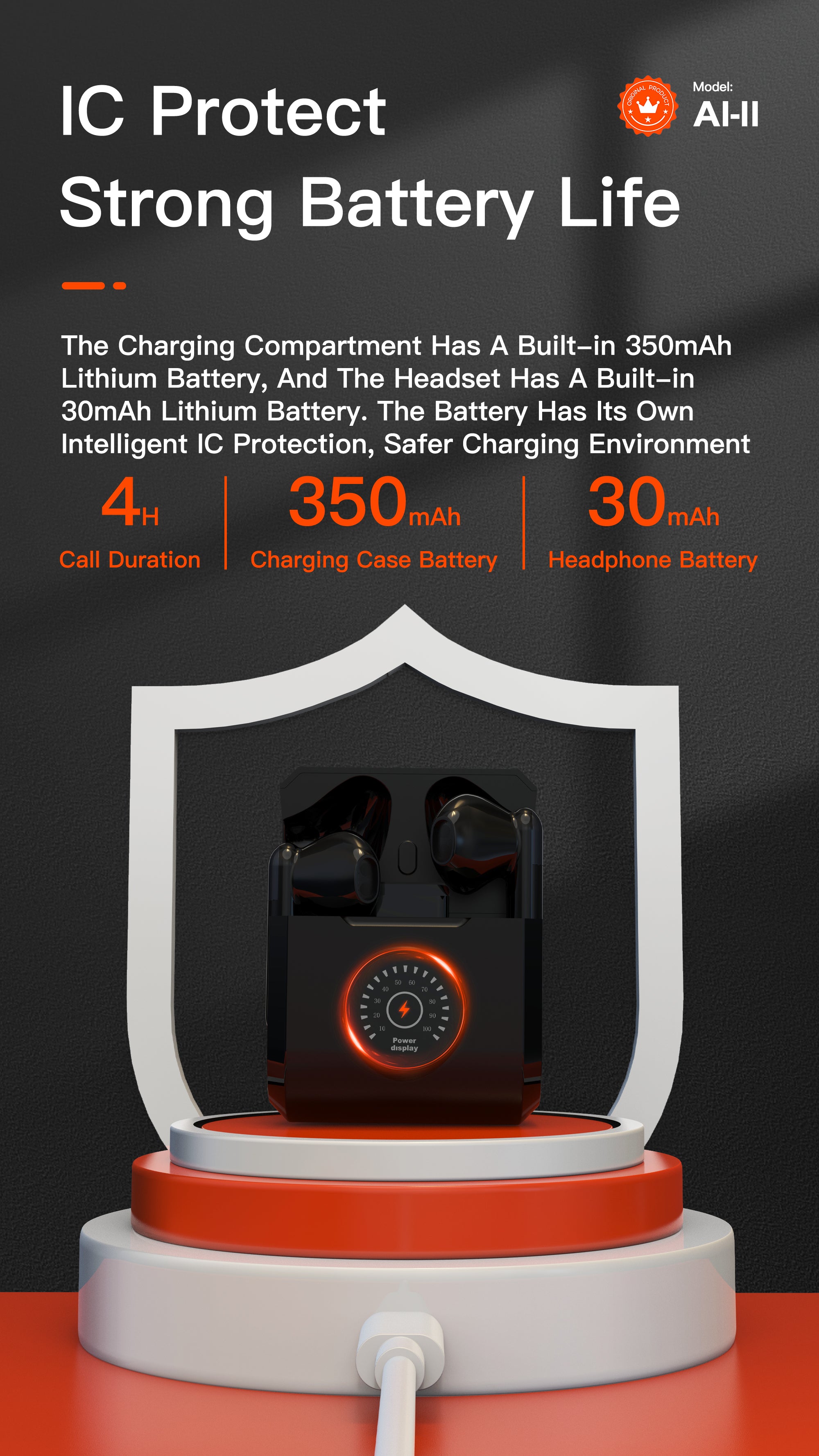 OTU Al-11 Wireless Earbuds - Bluetooth 5.1, Panoramic 3D Sound, Noise Reduction, 4H Talk, Auto Pairing