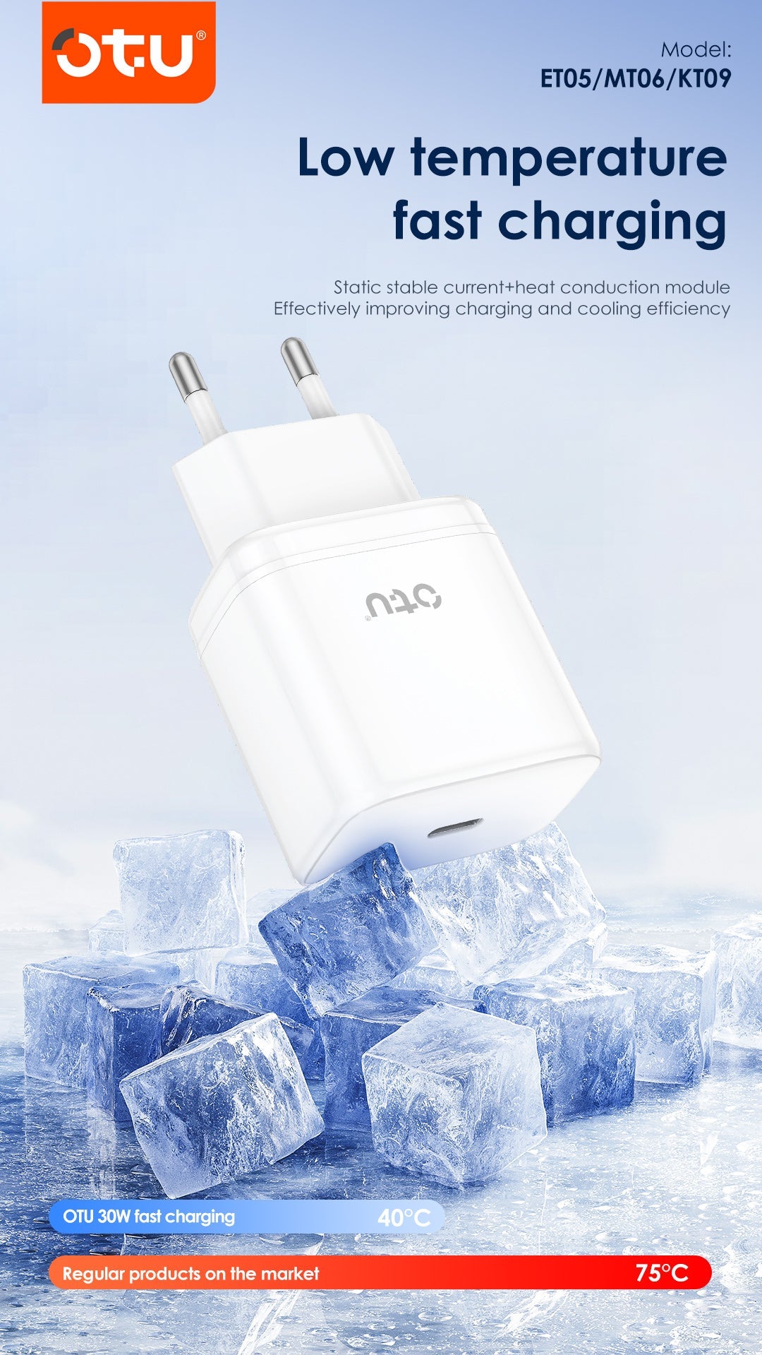 OTU MT06 GaNPro 30W PD Fast Charger Set with MFi Certified Cable – Cool, Safe Charging for phone