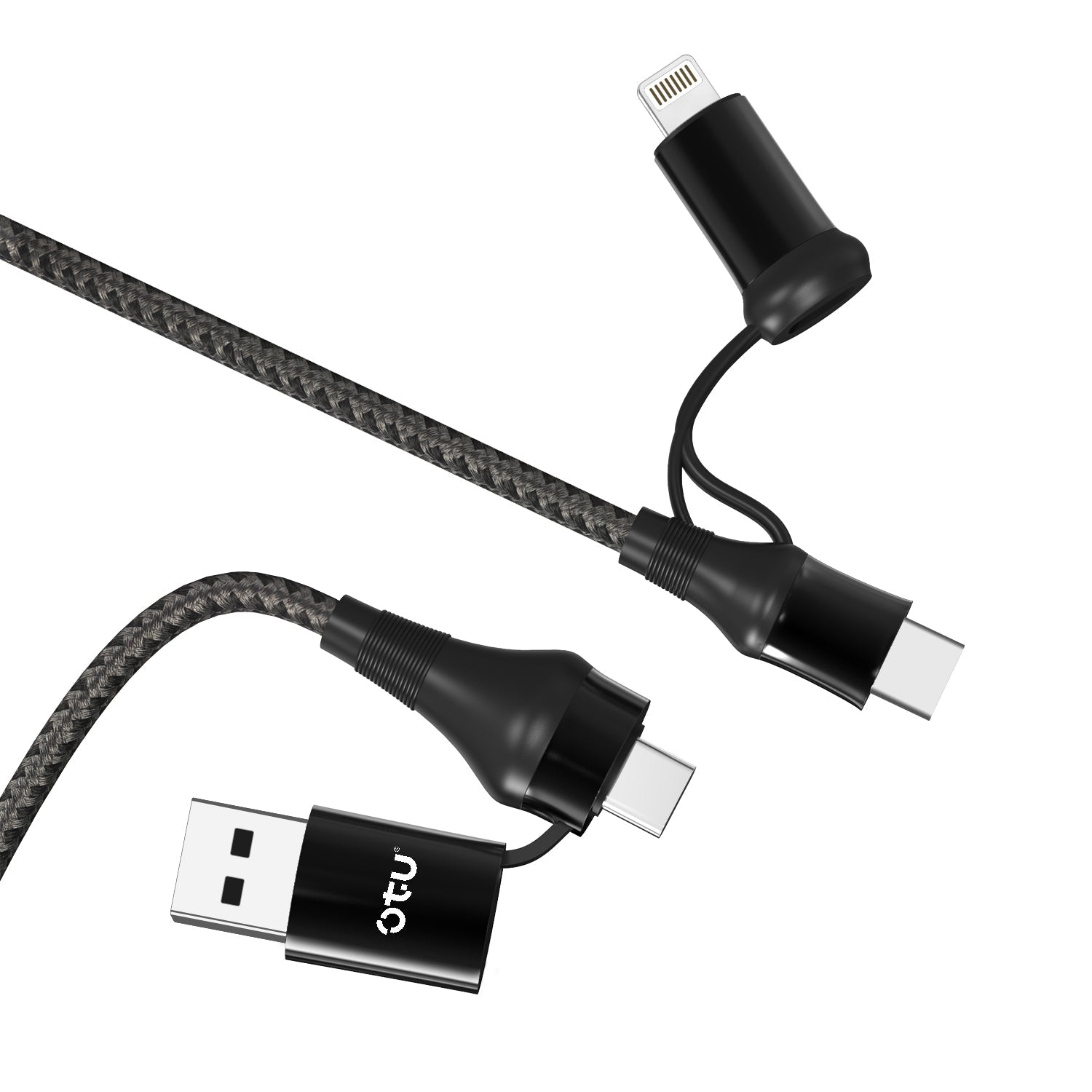 OTU DL13-F 4-in-1 Fast Charging Nylon Braided Cable | 50% in 30 Mins | USB-C & Lightning Compatible for All Devices | 1M