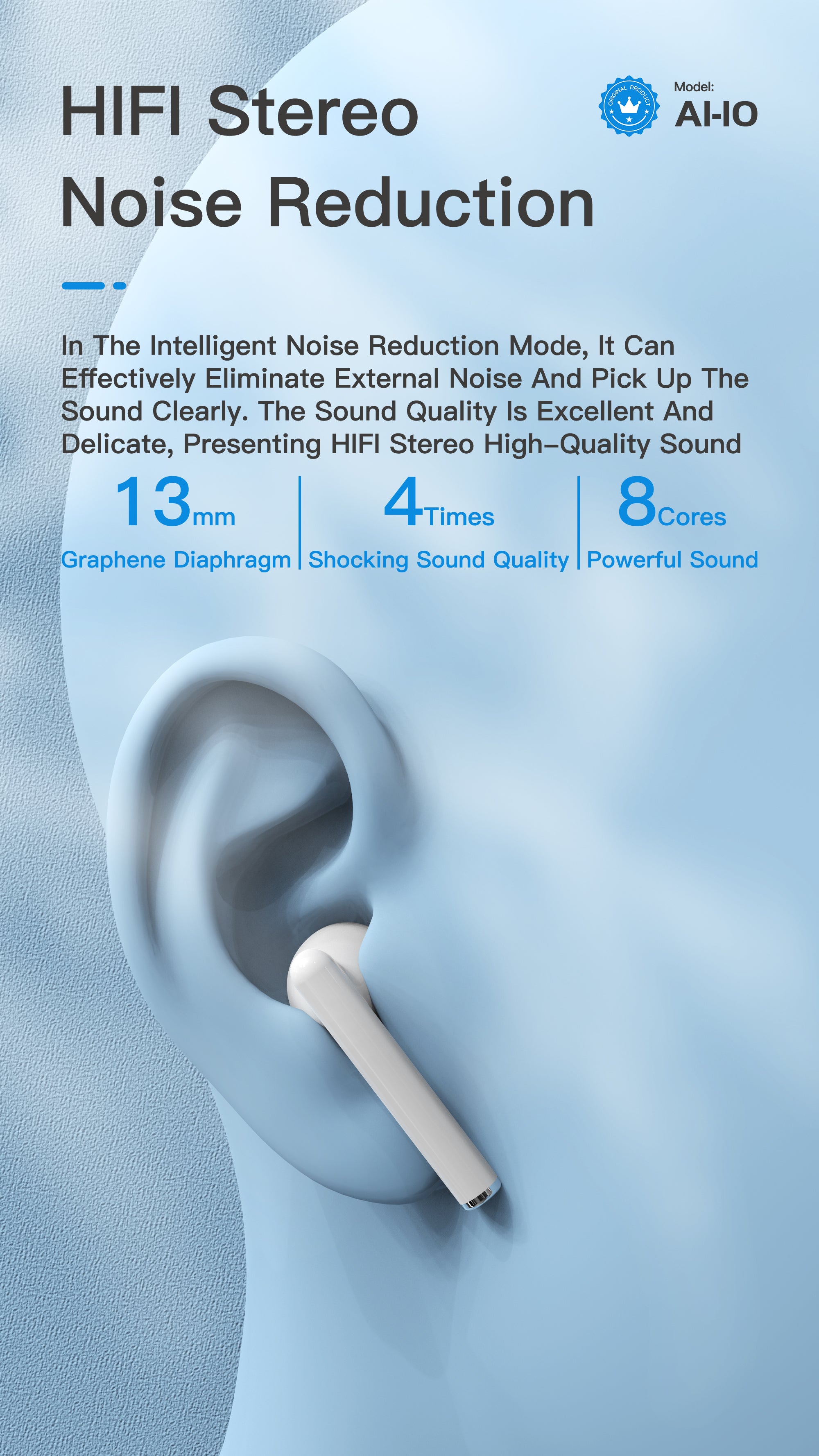 OTU Al-10 TWS Bluetooth Earbuds - Bluetooth 5.1, Smart Noise Cancellation, Hi-Fi Sound, 4H Talk Time, Auto Connect
