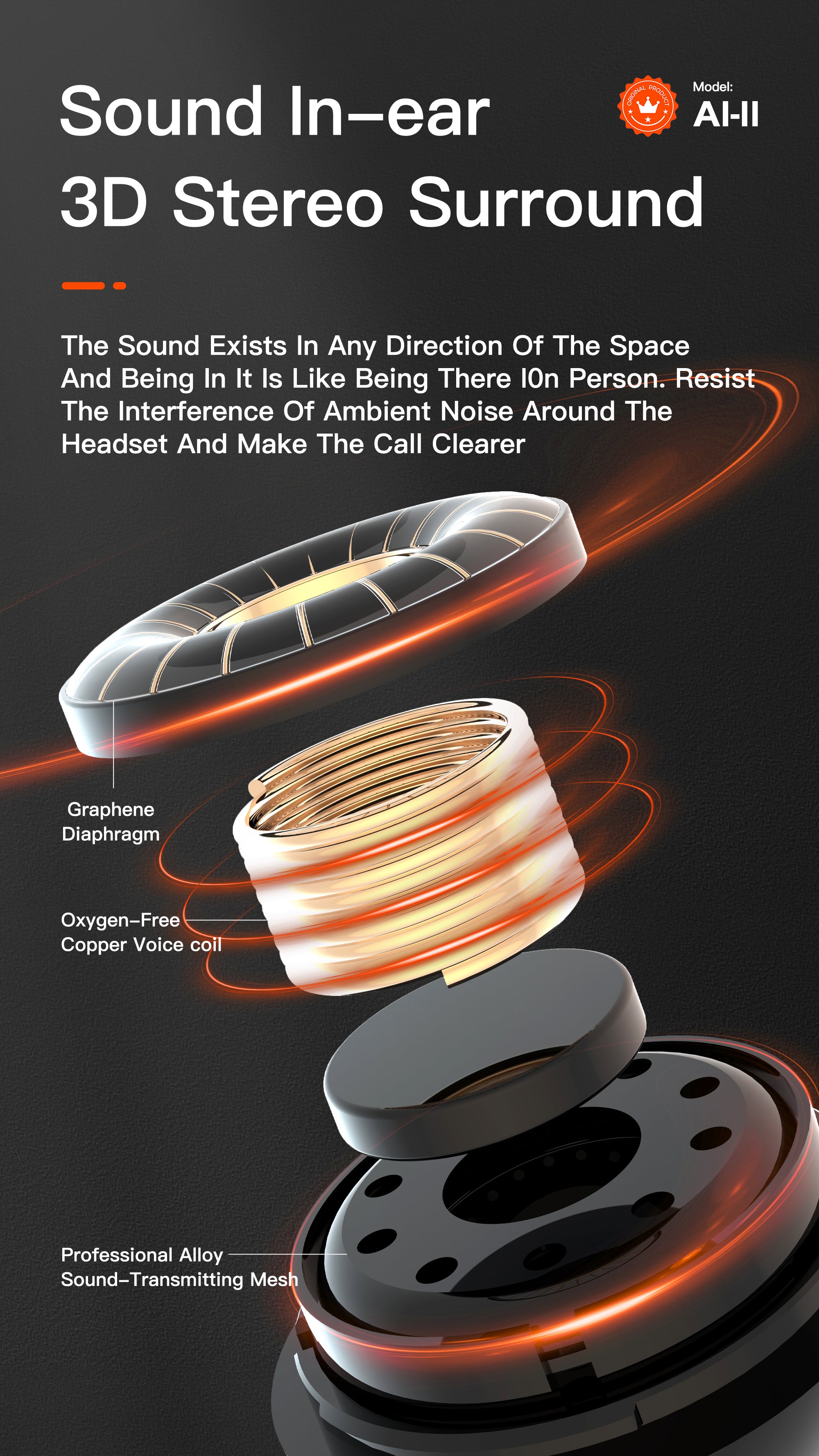 OTU Al-11 Wireless Earbuds - Bluetooth 5.1, Panoramic 3D Sound, Noise Reduction, 4H Talk, Auto Pairing