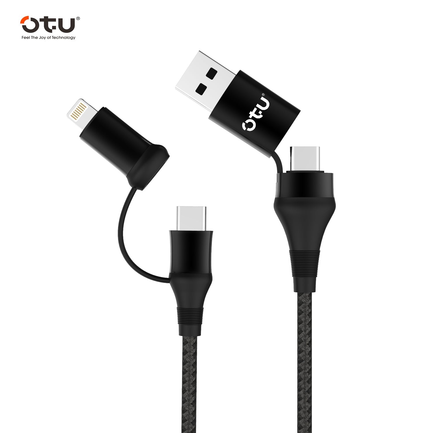OTU DL13-F 4-in-1 Fast Charging Nylon Braided Cable | 50% in 30 Mins | USB-C & Lightning Compatible for All Devices | 1M