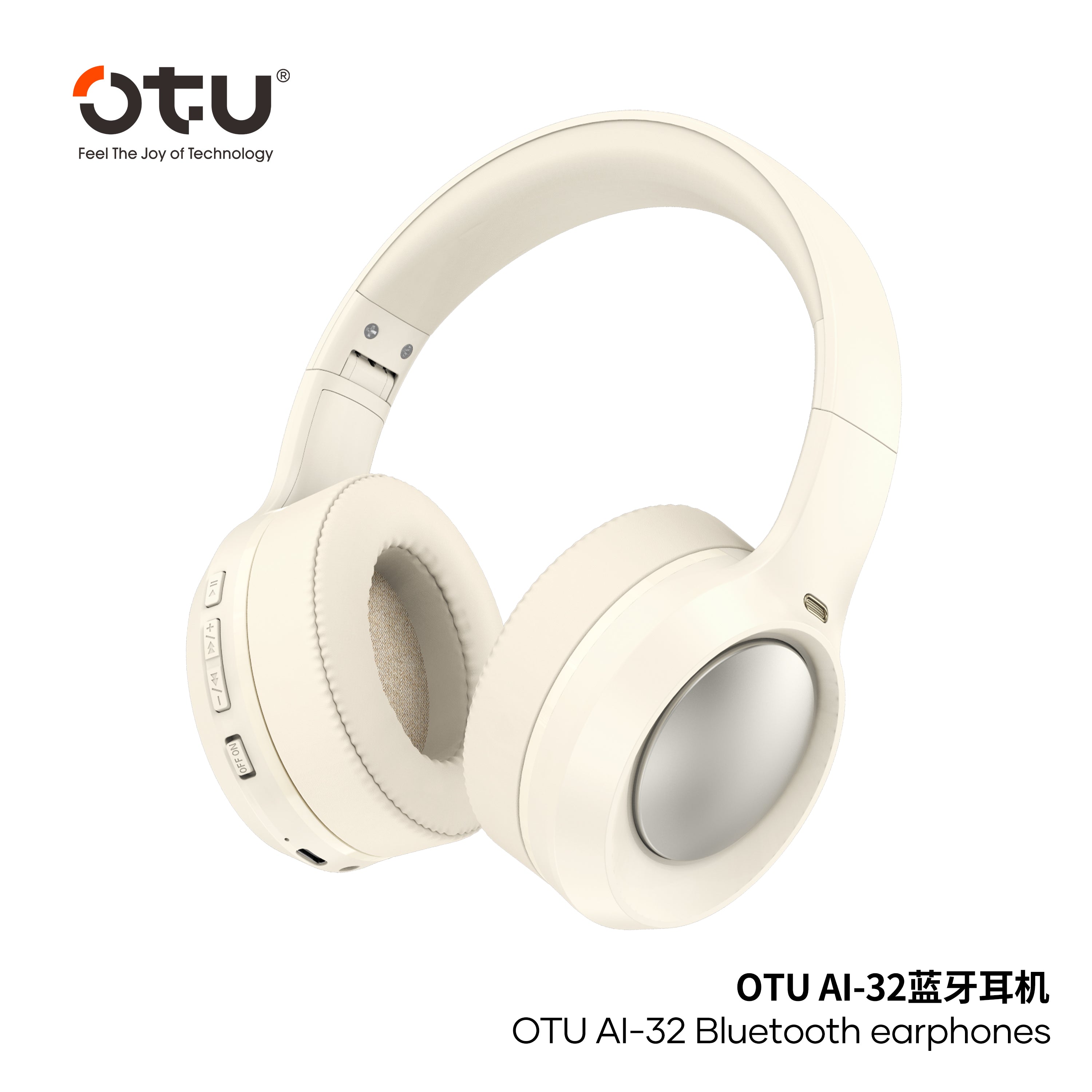 OTU Ai-32 Bluetooth Headphones - 30H Playtime, ENC Noise Cancelling, Foldable, Hi-Fi Sound, Bluetooth 5.4