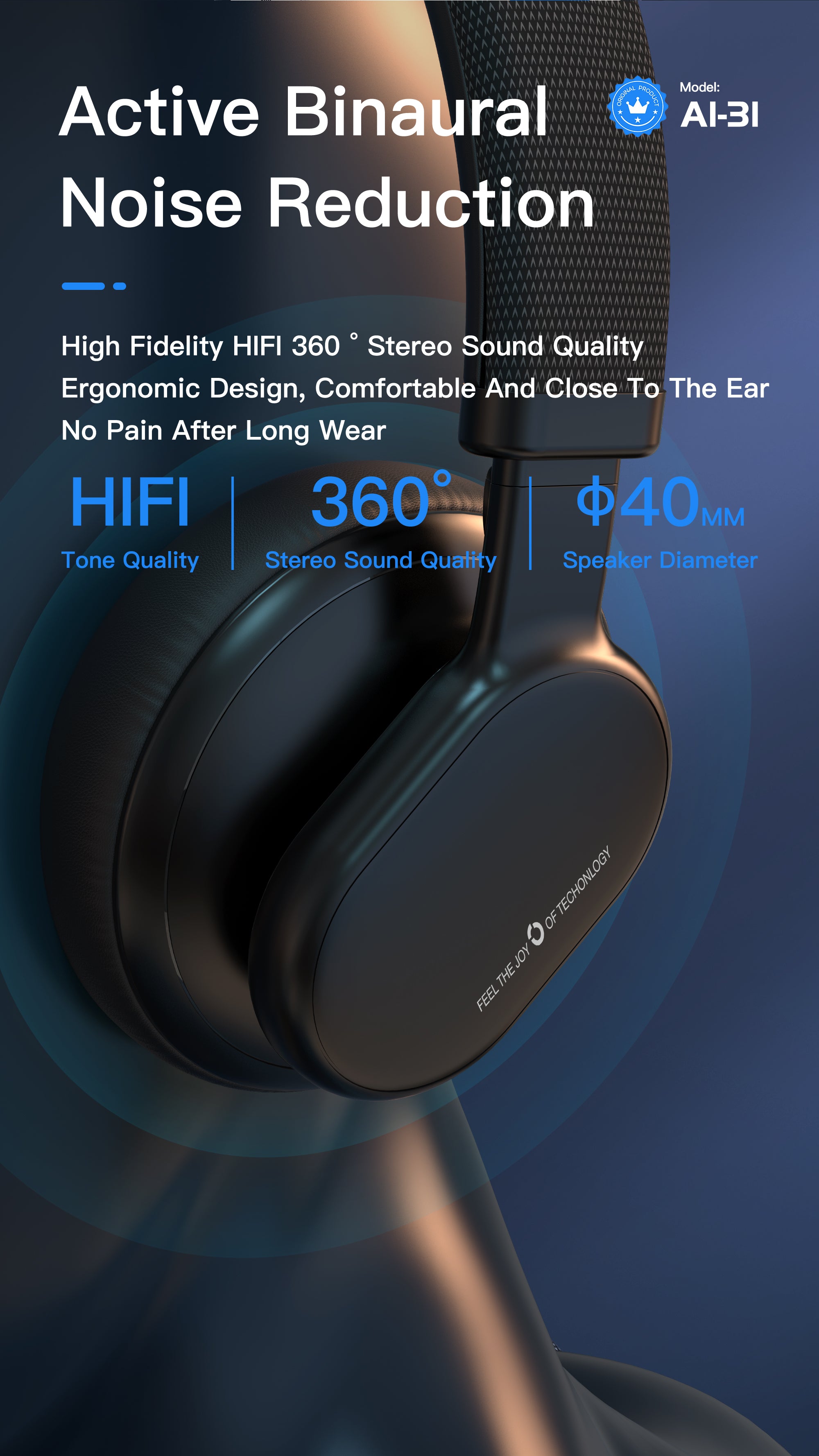 OTU AI31 True Wireless Earbuds - 10H Playtime, Active Noise Cancelling, Hi-Fi Stereo Sound, Bluetooth 5.1, Comfort Fit