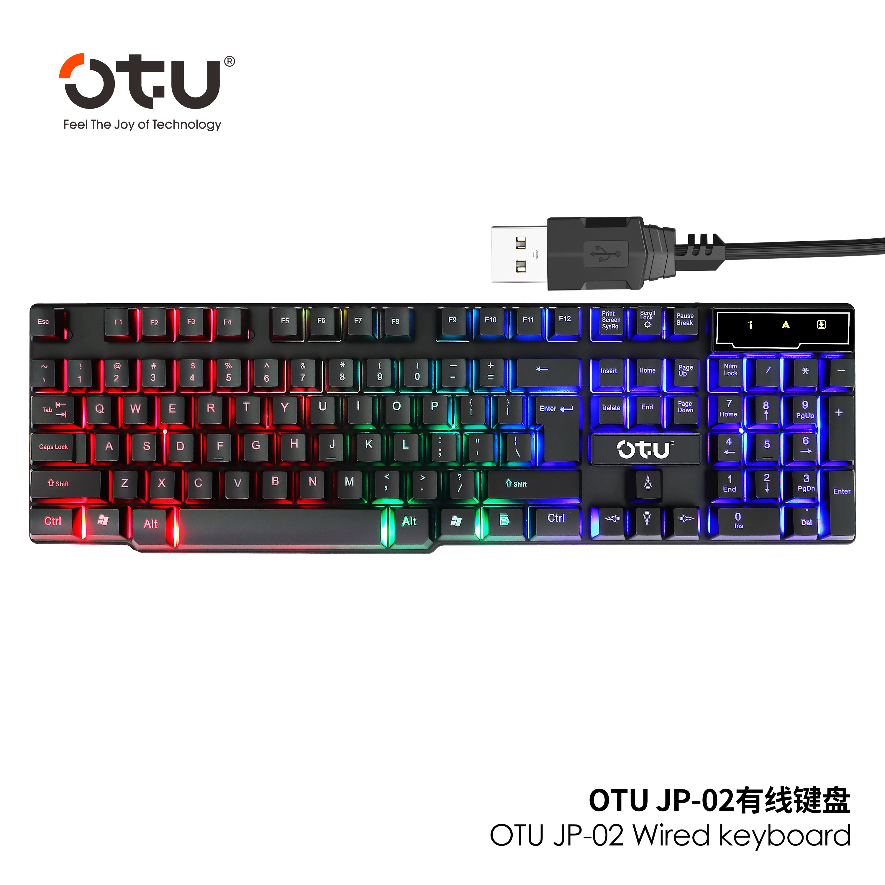 OTU JP-02 RGB Backlit Gaming Keyboard – 104 Key Anti-ghosting, Splash-Proof, for PC & Mac