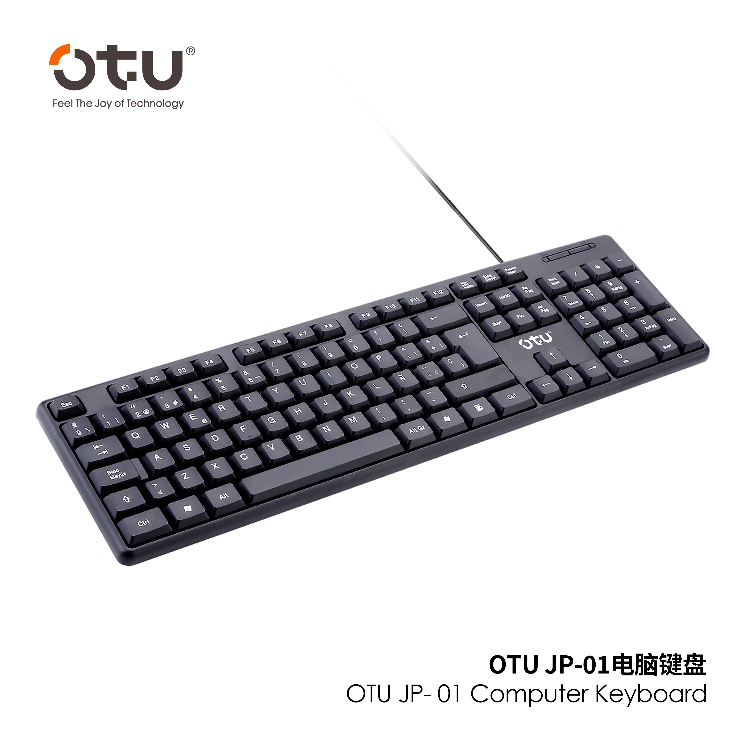 OTU JP-01 Wired Keyboard with U-Shaped Keycaps – Comfort Typing, Plug & Play for PC/Mac
