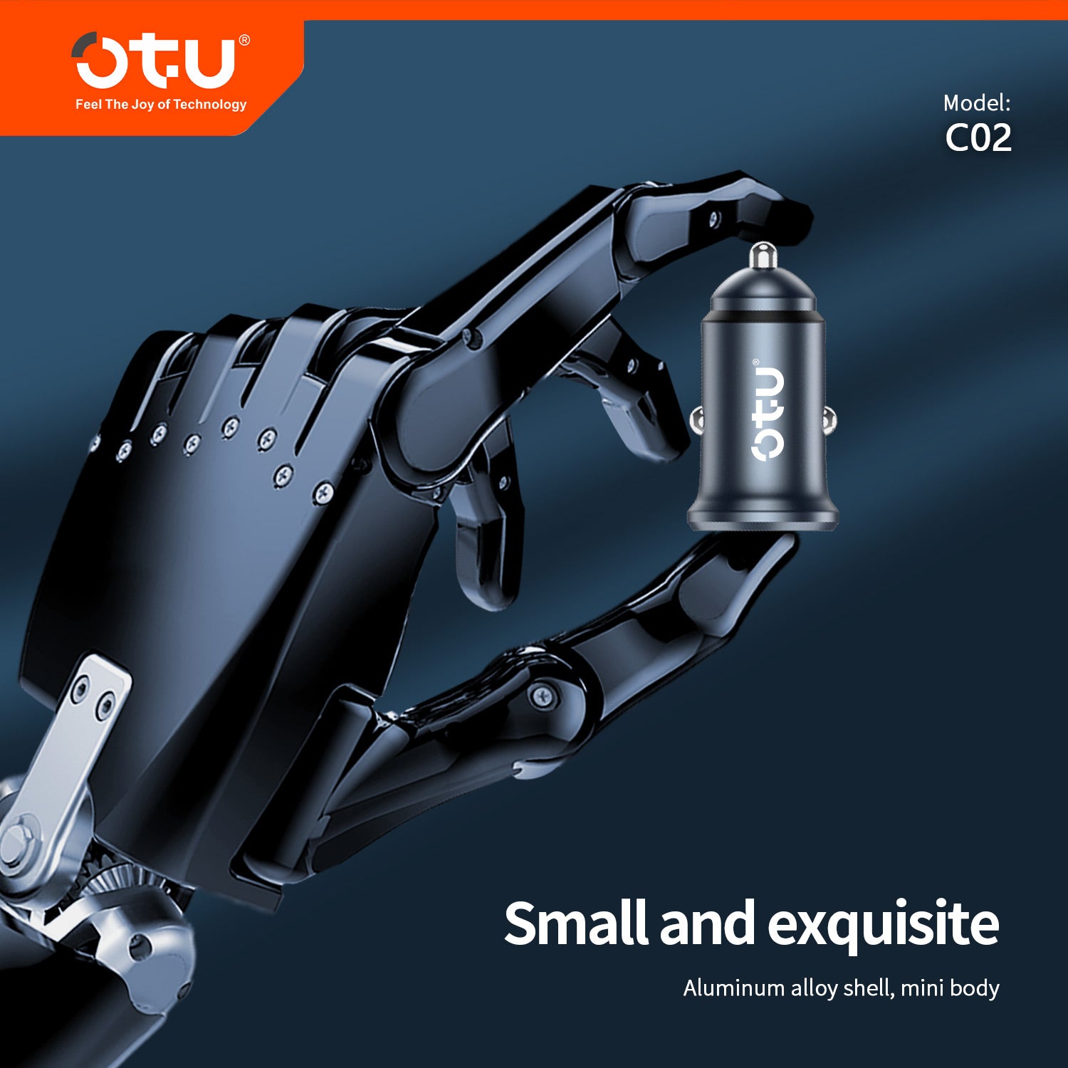 OTU C02 Mini Metal Car Charger with Smart Adaptive Fast Charging – 12V-24V Wide Voltage for Cars, Trucks & SUVs