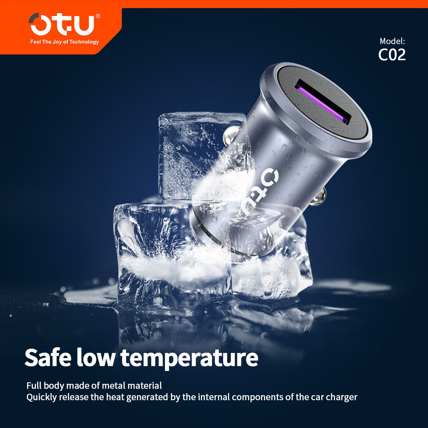 OTU C02 Mini Metal Car Charger with Smart Adaptive Fast Charging – 12V-24V Wide Voltage for Cars, Trucks & SUVs