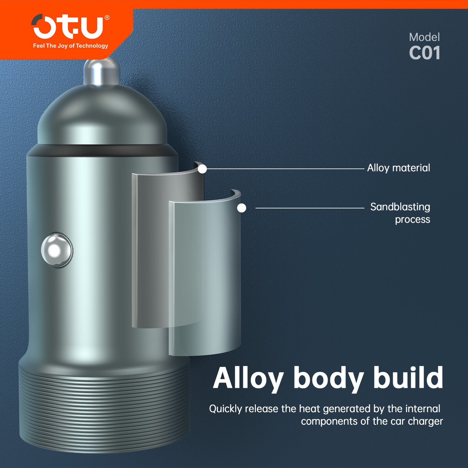 OTU C01 Metal Car Charger with QC3.0 & PD 20W Fast Charging – Safe and Durable Alloy Design