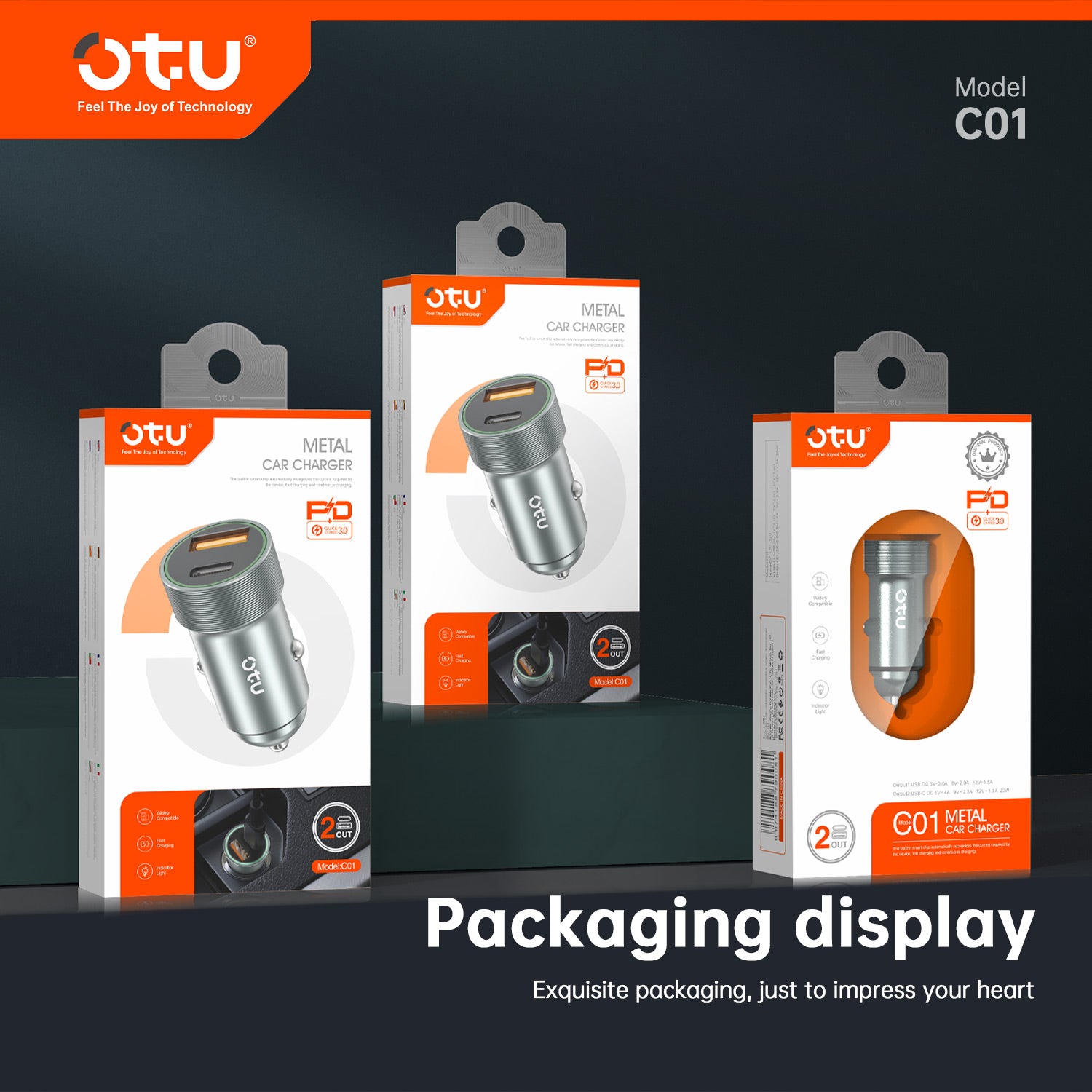OTU C01 Metal Car Charger with QC3.0 & PD 20W Fast Charging – Safe and Durable Alloy Design