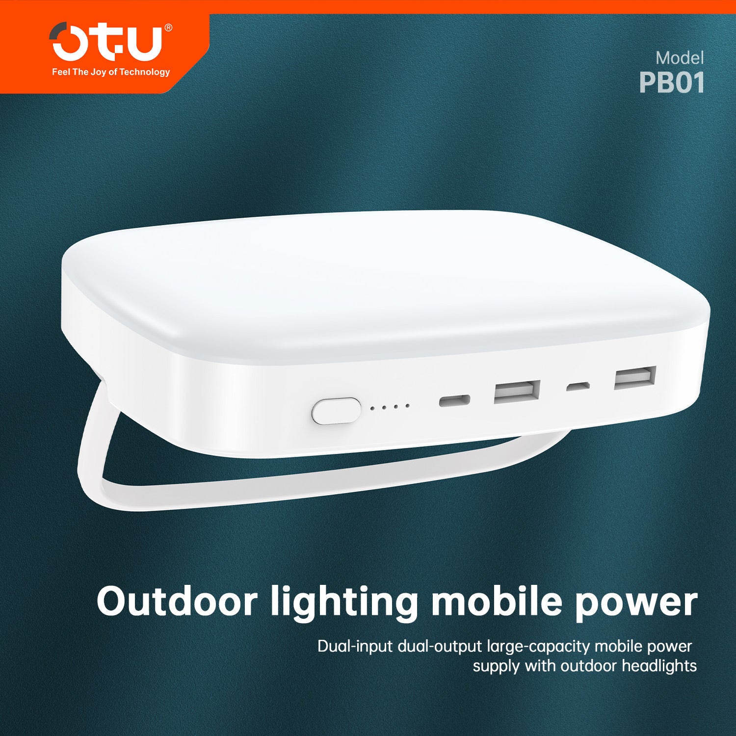 OTU PB01 Outdoor Portable Power Bank with 5W LED Light – Dual Input/Output, Large Capacity for Camping, Emergencies, and Outdoor Use