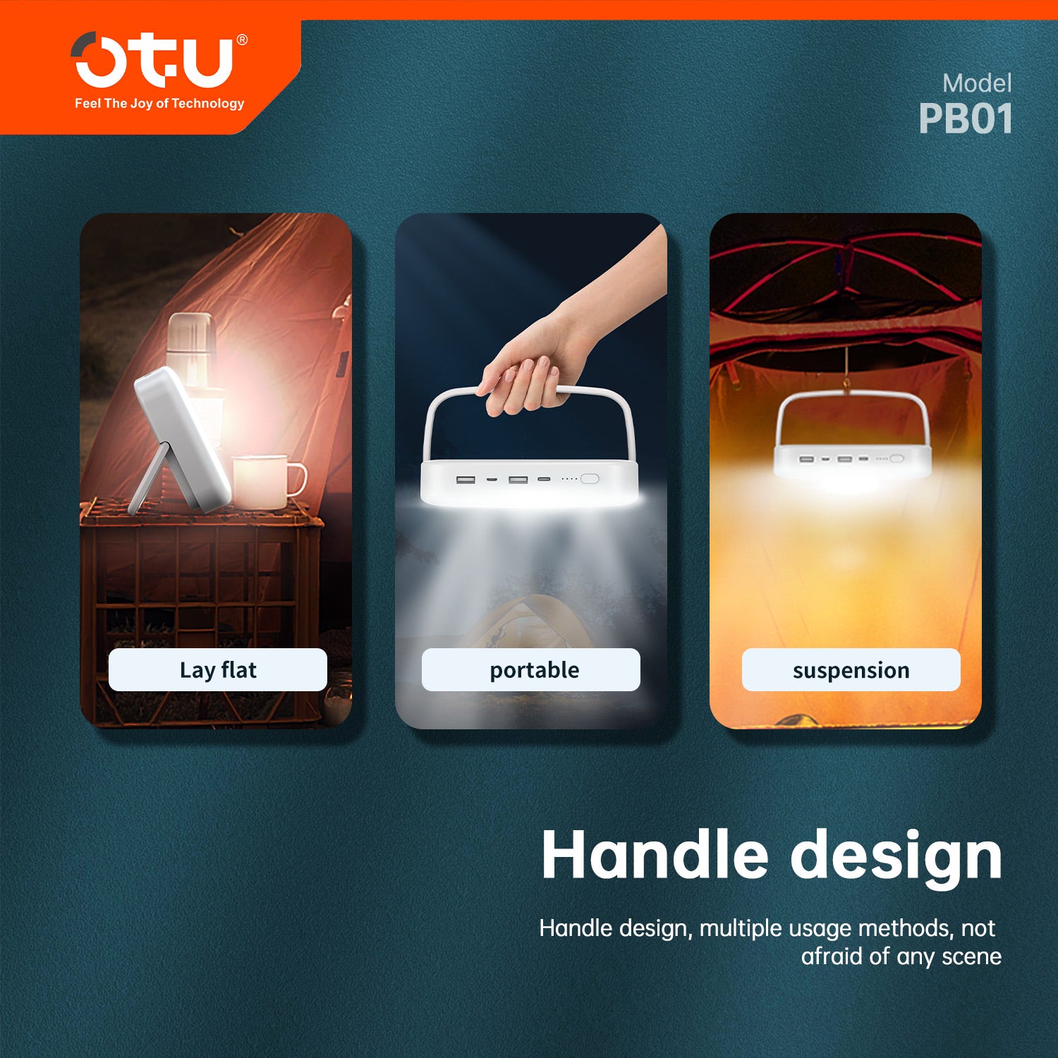 OTU PB01 Outdoor Portable Power Bank with 5W LED Light – Dual Input/Output, Large Capacity for Camping, Emergencies, and Outdoor Use