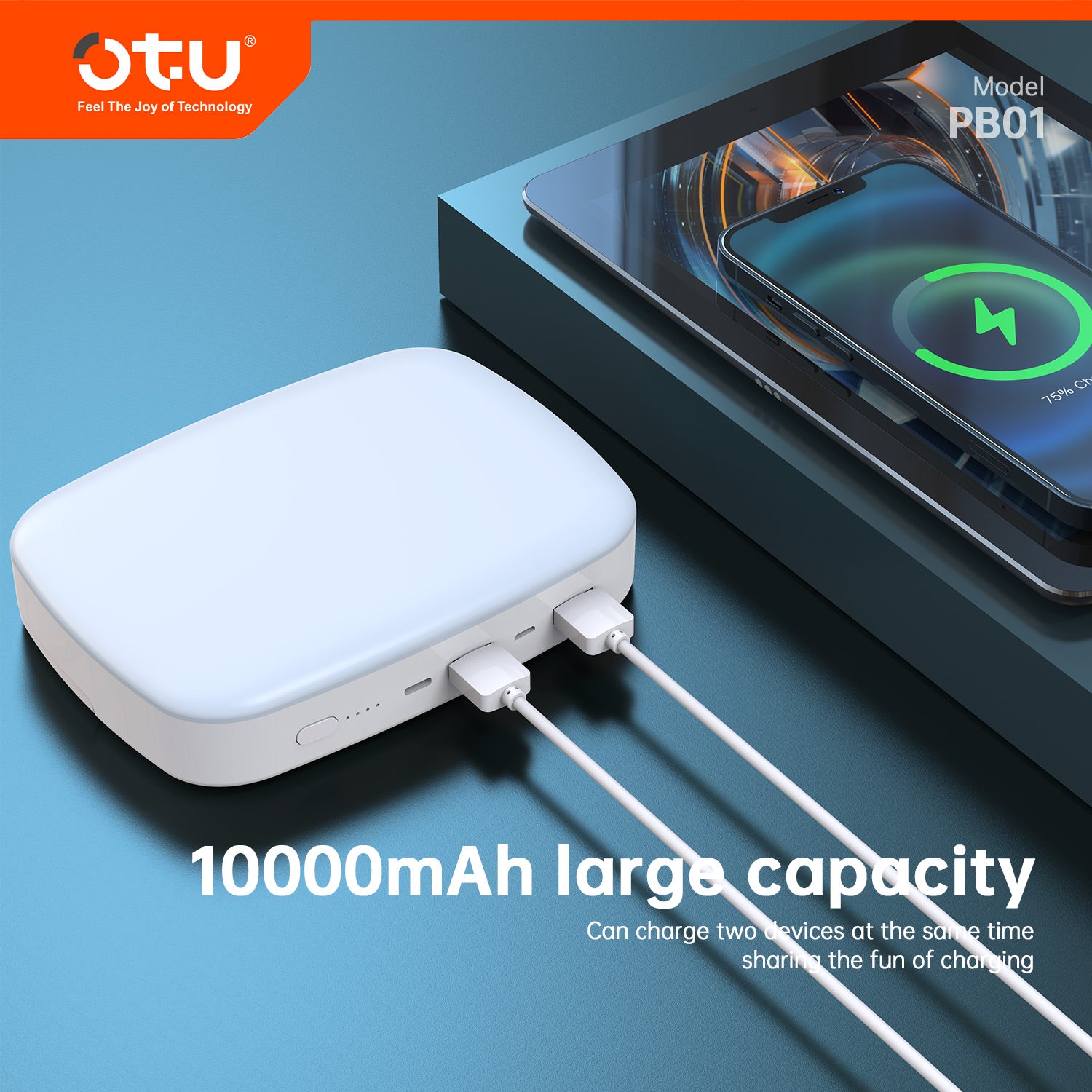 OTU PB01 Outdoor Portable Power Bank with 5W LED Light – Dual Input/Output, Large Capacity for Camping, Emergencies, and Outdoor Use