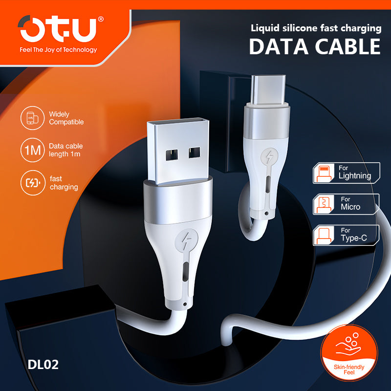 OTU DL02 Liquid Silicone Fast Charging Data Cable - 50% Faster Charge, 3-in-1 Compatible, Durable & Safe