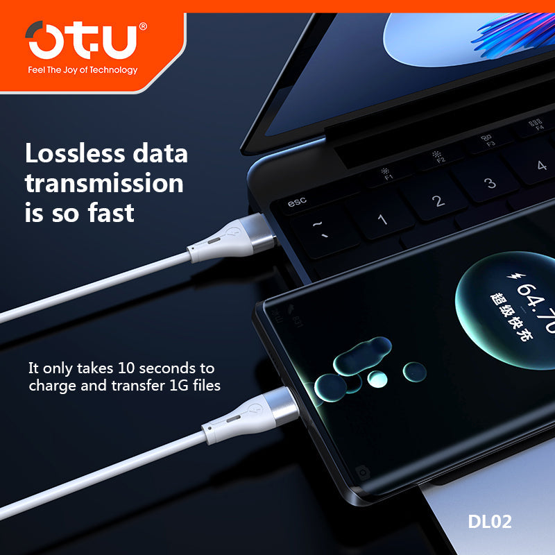 OTU DL02 Liquid Silicone Fast Charging Data Cable - 50% Faster Charge, 3-in-1 Compatible, Durable & Safe