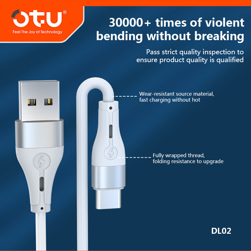 OTU DL02 Liquid Silicone Fast Charging Data Cable - 50% Faster Charge, 3-in-1 Compatible, Durable & Safe