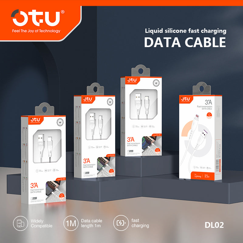 OTU DL02 Liquid Silicone Fast Charging Data Cable - 50% Faster Charge, 3-in-1 Compatible, Durable & Safe