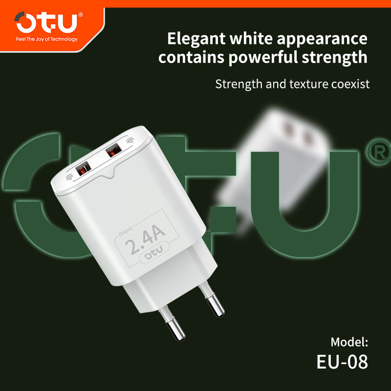 OTU AU01 2.4A Dual Port Smart Fast Charger – Quick Charge with Safety Protection for iPhone & Android Devices