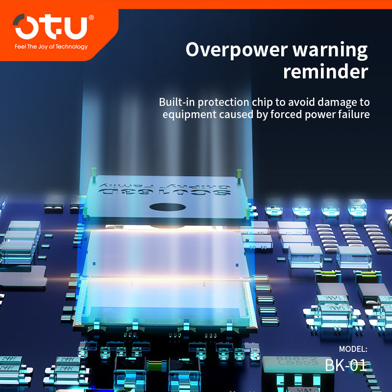 OTU BK01 Universal Power Strip with 4 USB Ports & 3 AC Outlets, 2500W Surge Protector for Home/Office