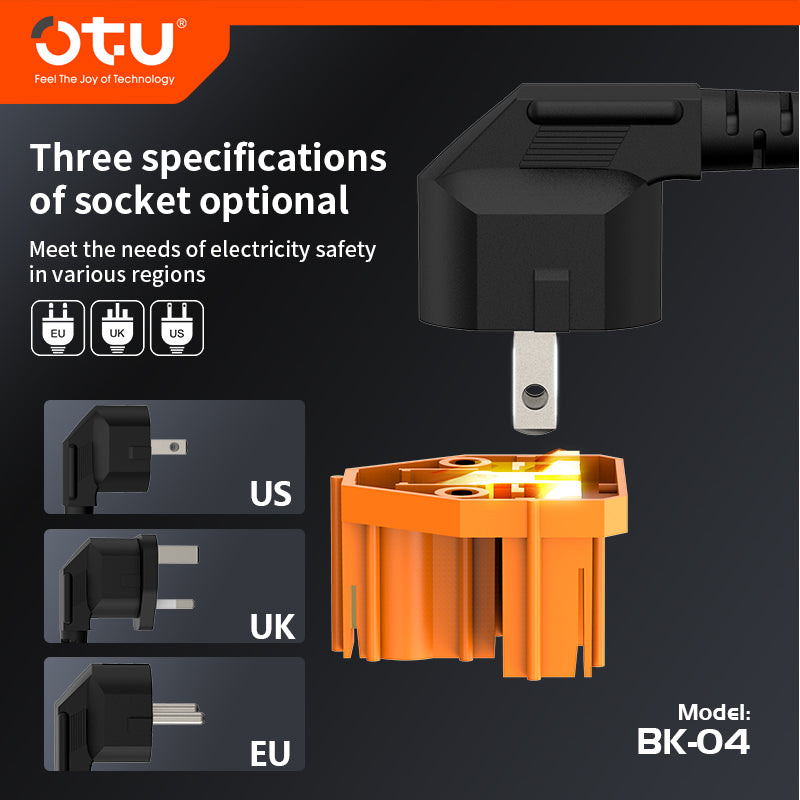 OTU BK04 Master Control Power Strip with 20W PD USB-C, Universal Outlets, Wide Spacing, 3000W for Desktop