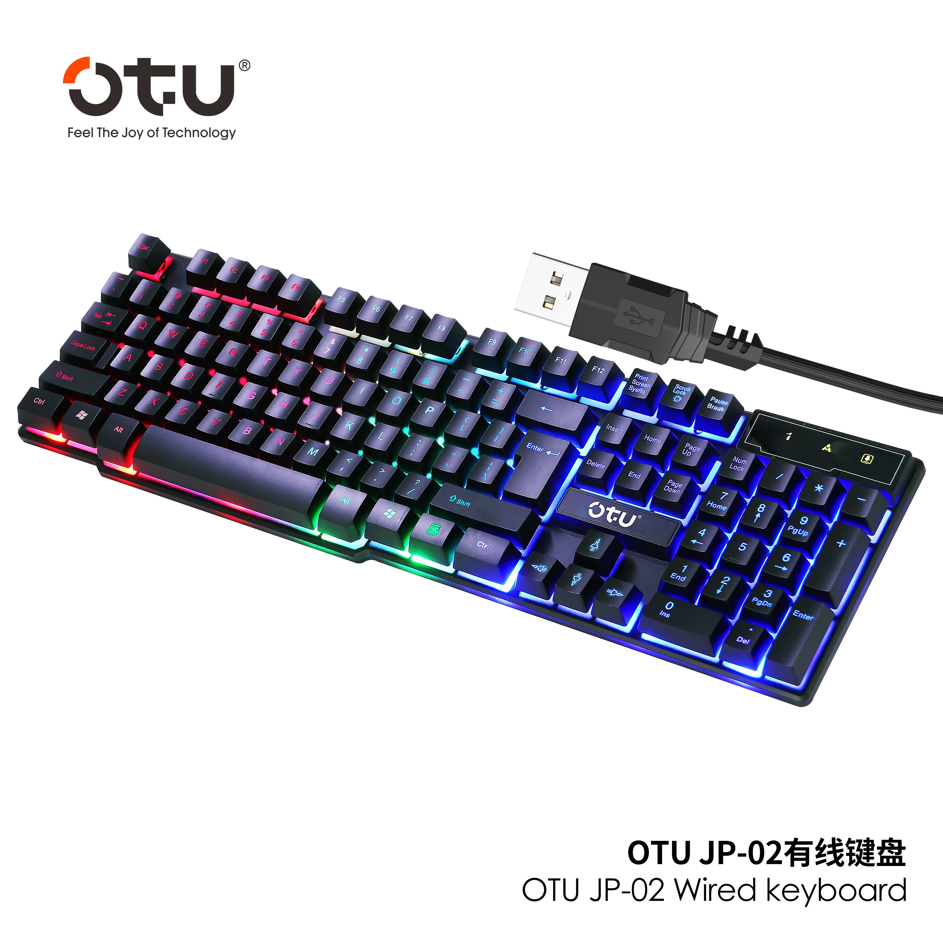 OTU JP-02 RGB Backlit Gaming Keyboard – 104 Key Anti-ghosting, Splash-Proof, for PC & Mac