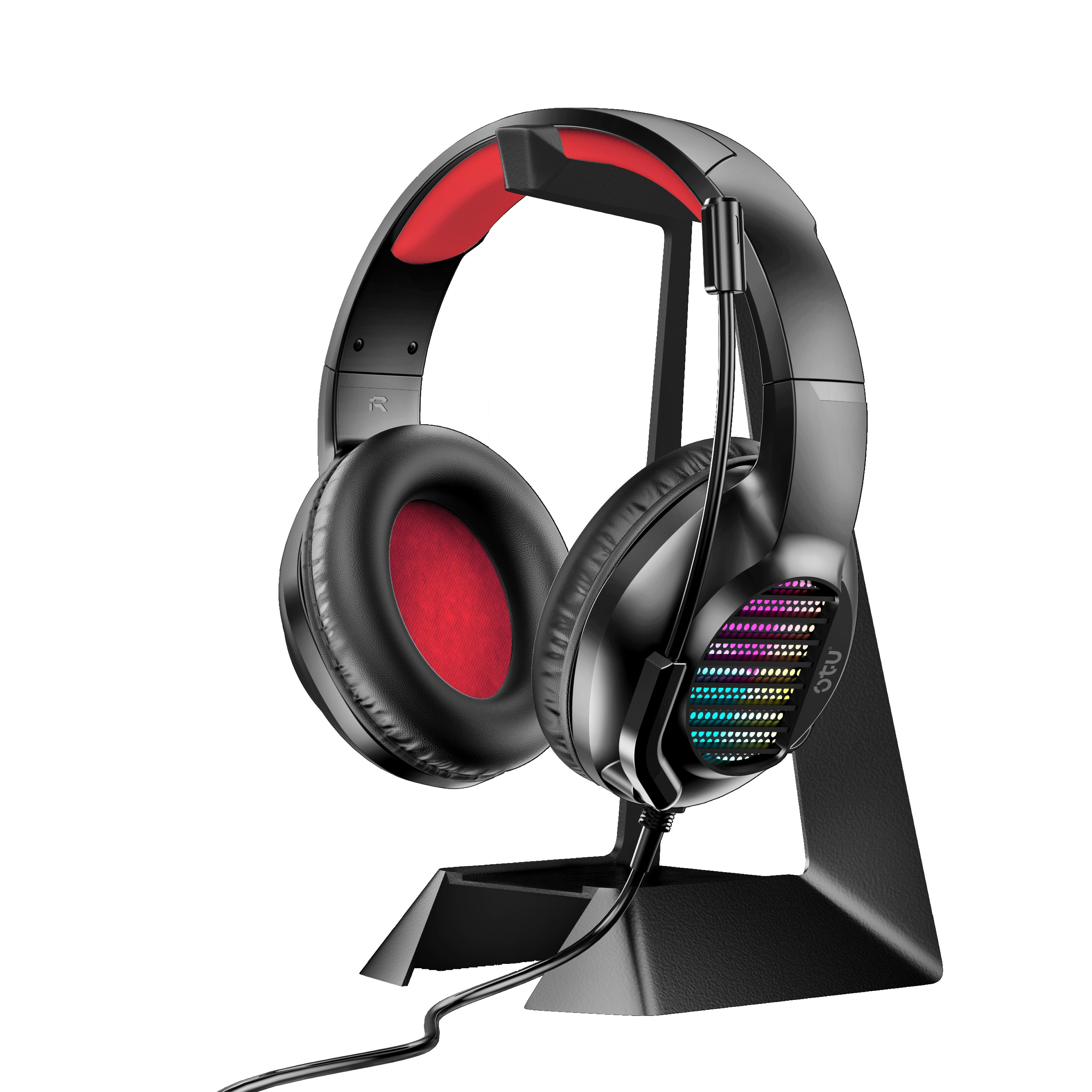 OTU HJ-20 Wired Gaming Headset - 360° Stereo Sound, Noise Cancelling Mic, RGB Lights for PC, PS4, Xbox