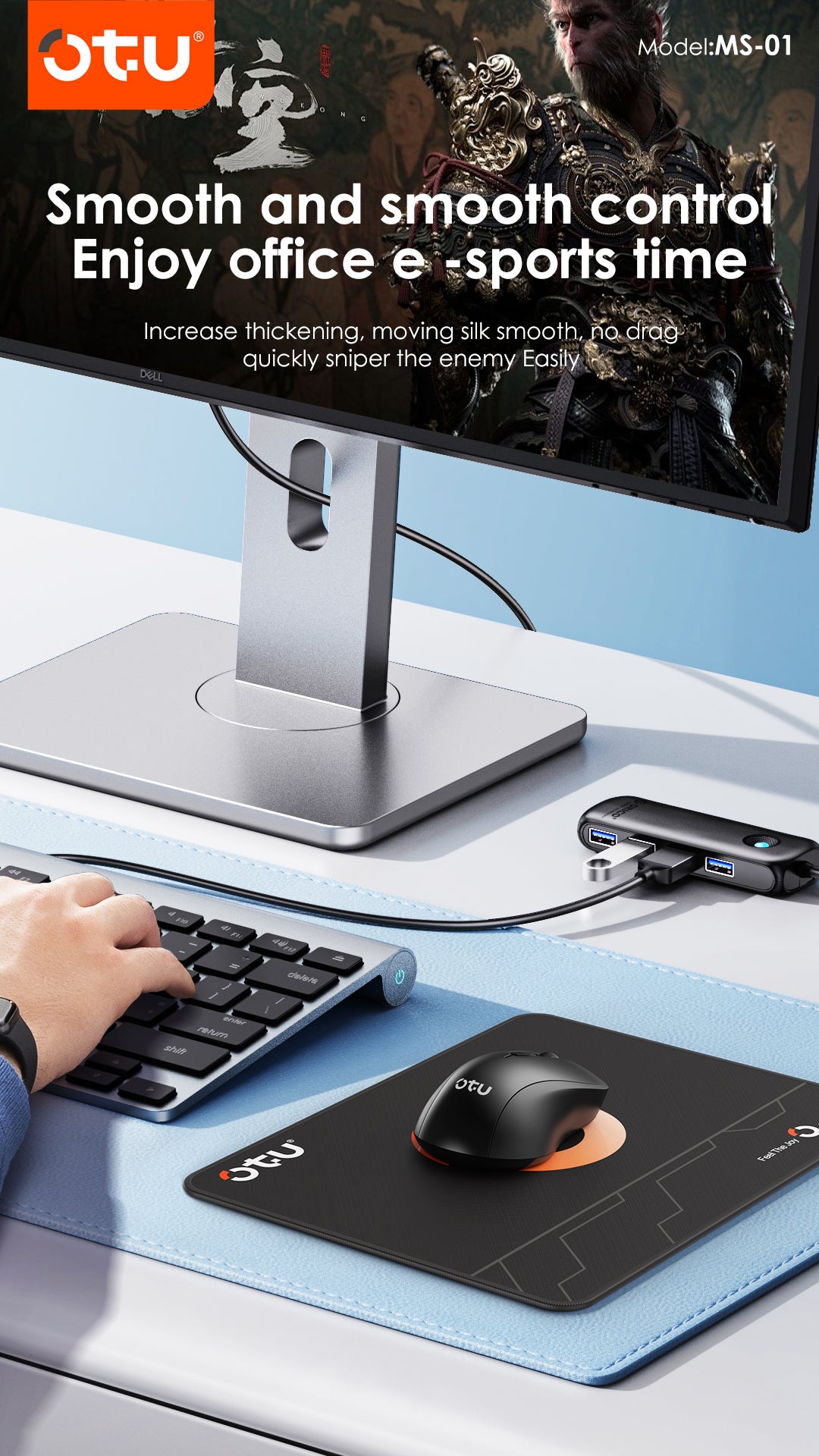 OTU MS01 Eco-Friendly Mouse Pad – 4mm Thick, Non-Slip, Waterproof, Odor-Free Gaming & Office Mousepad