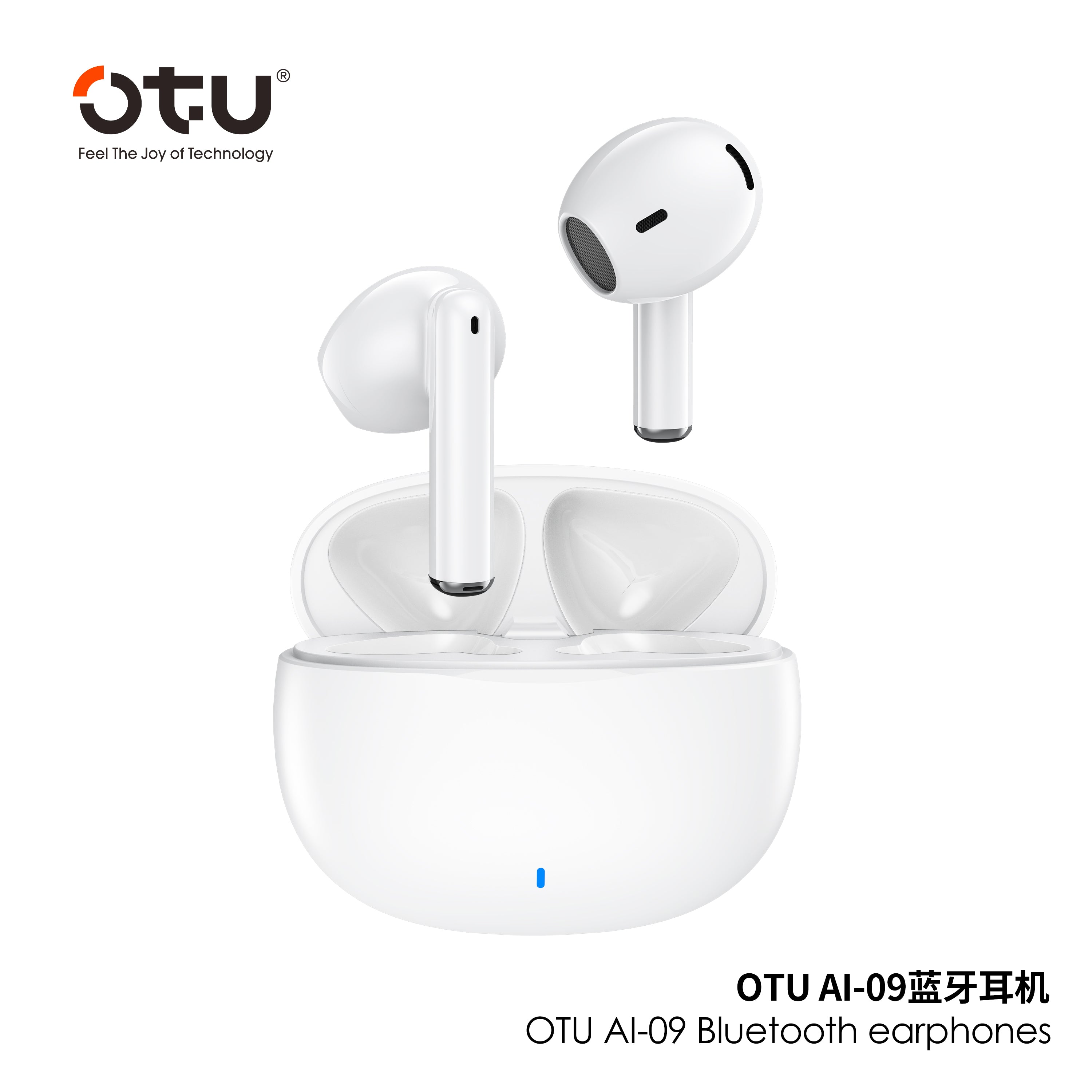 OTU AI-09 TWS Earbuds - Bluetooth 5.3, ENC Noise Cancelling, 30H Playtime, Hi-Fi Stereo Sound for Android/iOS