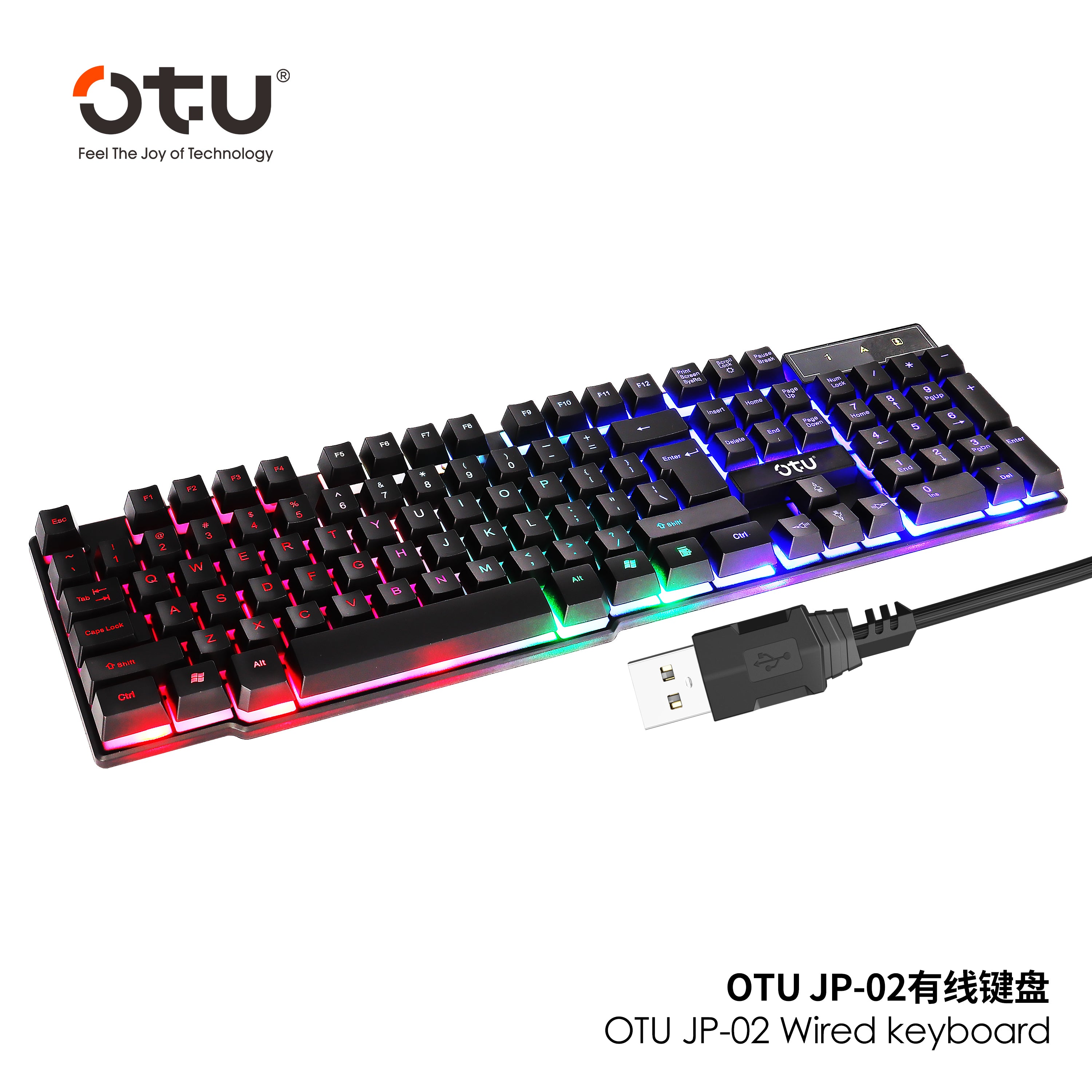 OTU JP-02 RGB Backlit Gaming Keyboard – 104 Key Anti-ghosting, Splash-Proof, for PC & Mac