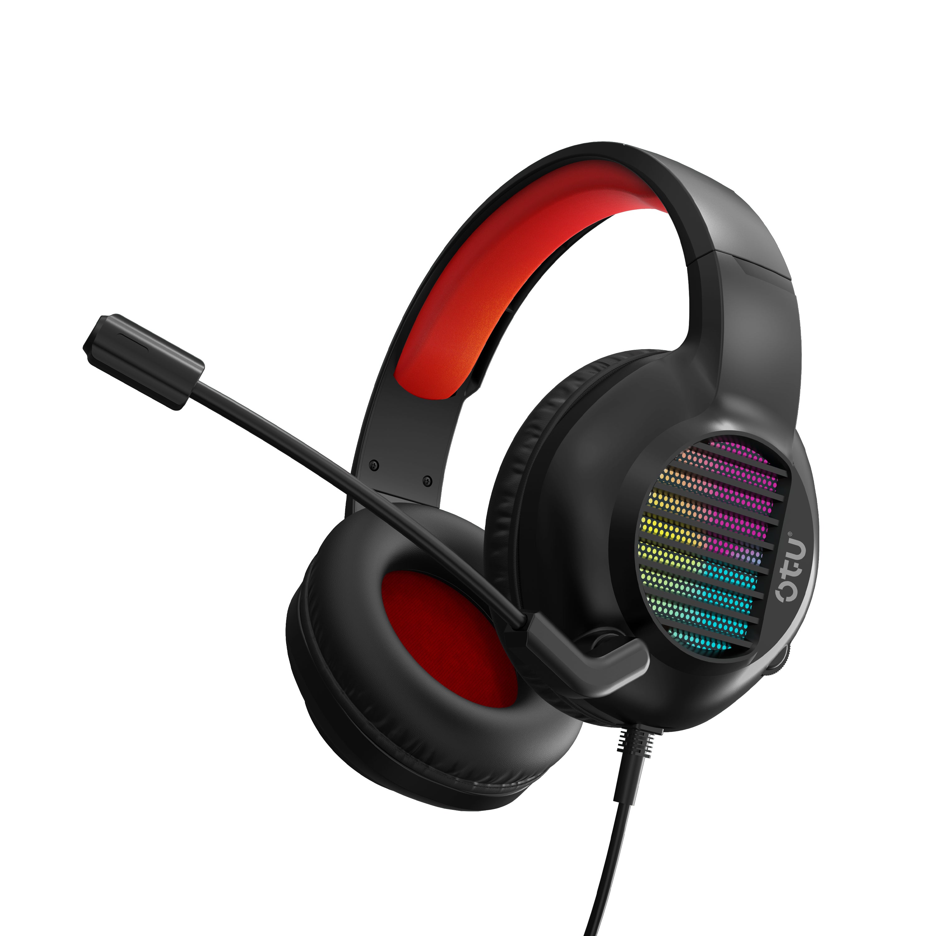 OTU HJ-20 Wired Gaming Headset - 360° Stereo Sound, Noise Cancelling Mic, RGB Lights for PC, PS4, Xbox