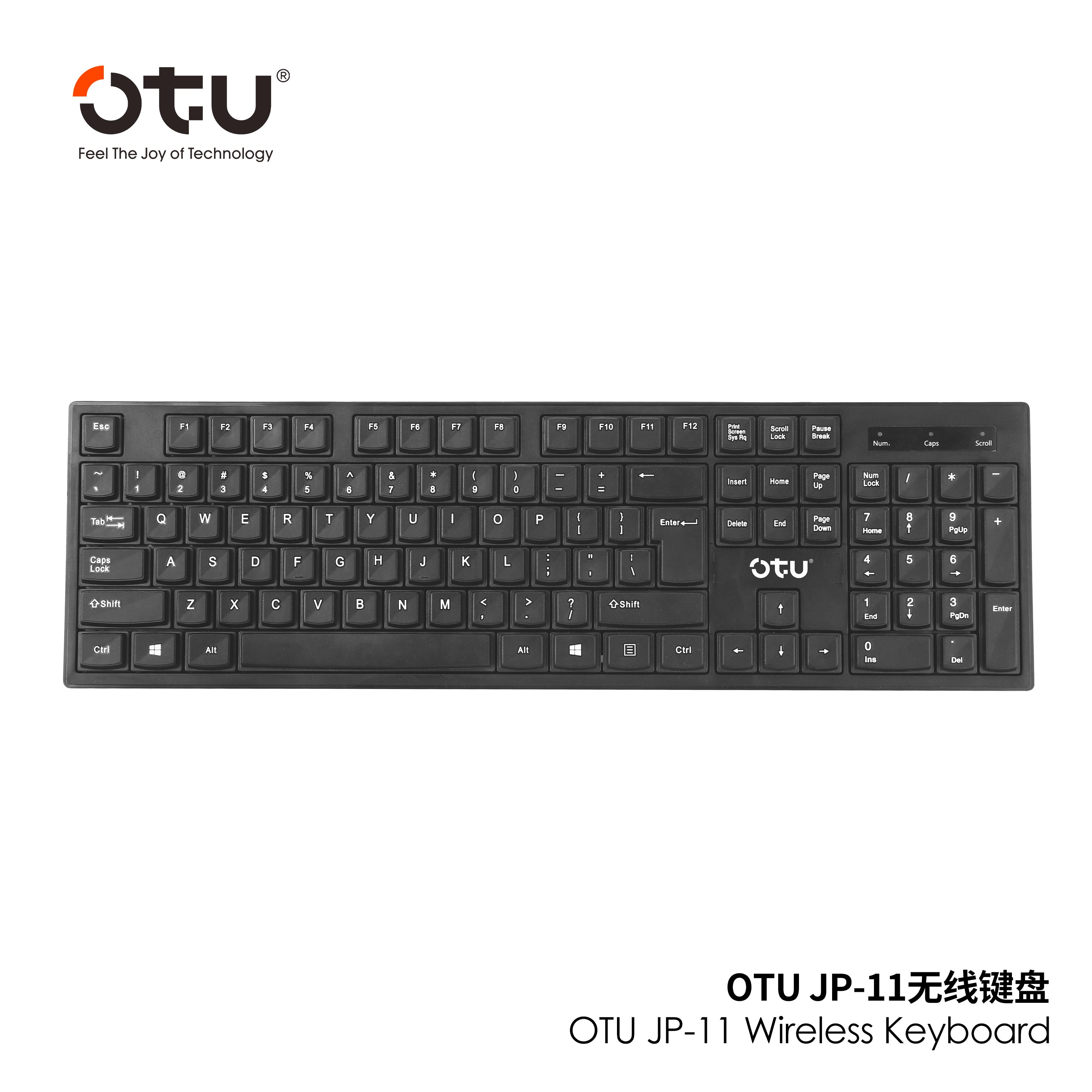 OTU JP-11 Wireless Keyboard with 104 Keys & Multimedia Shortcuts – 2.4G Plug & Play for Office & Gaming