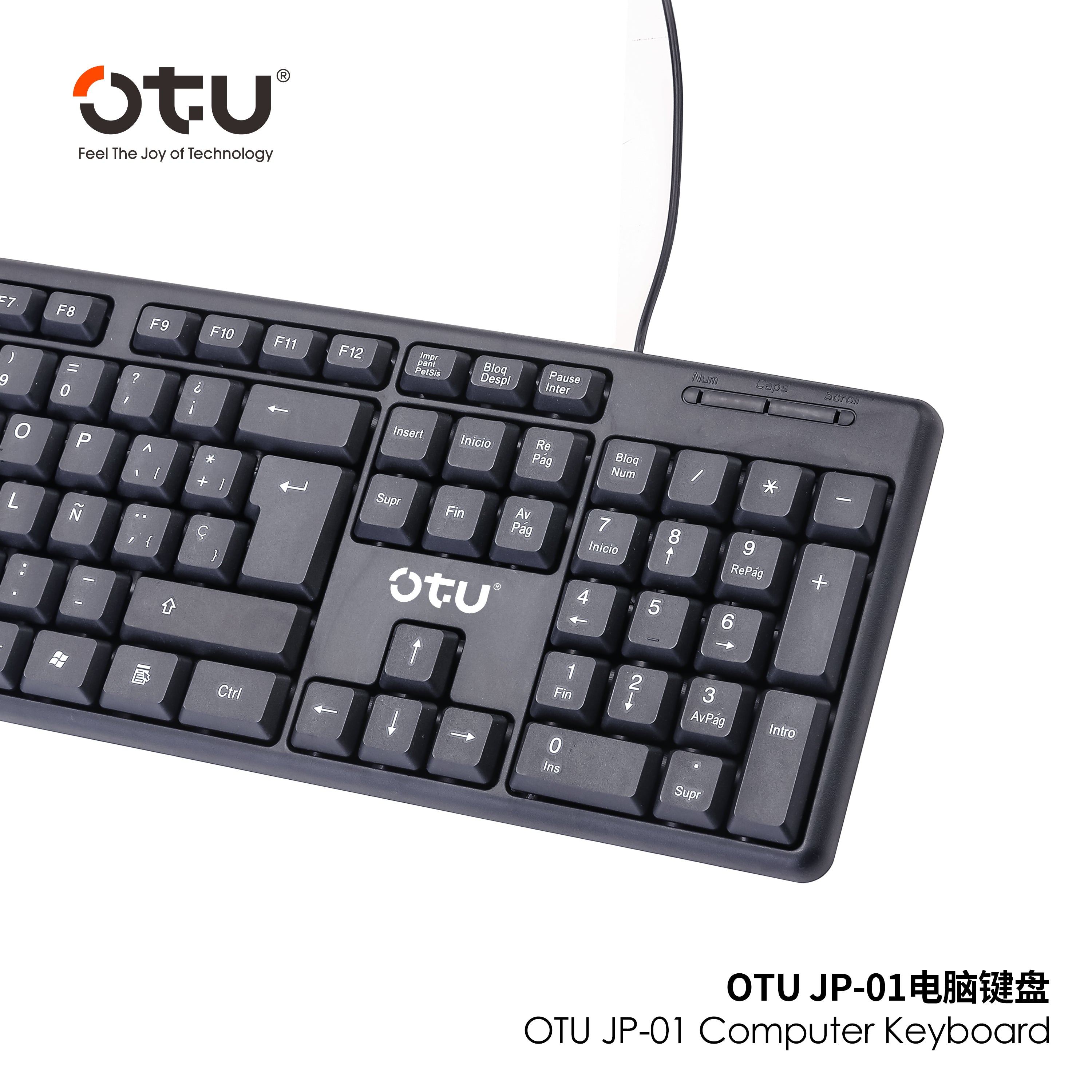 OTU JP-01 Wired Keyboard with U-Shaped Keycaps – Comfort Typing, Plug & Play for PC/Mac