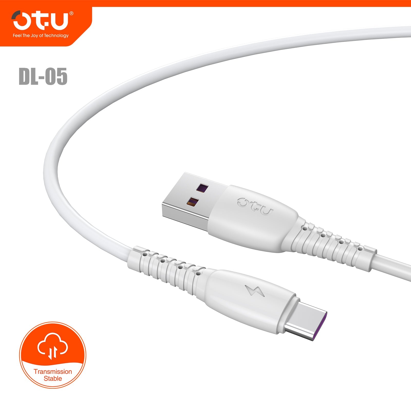 OTU DL05 3A Fast Charging Data Cable with 480Mbps High-Speed Transmission & Smart Chip - Durable White Braided Cable
