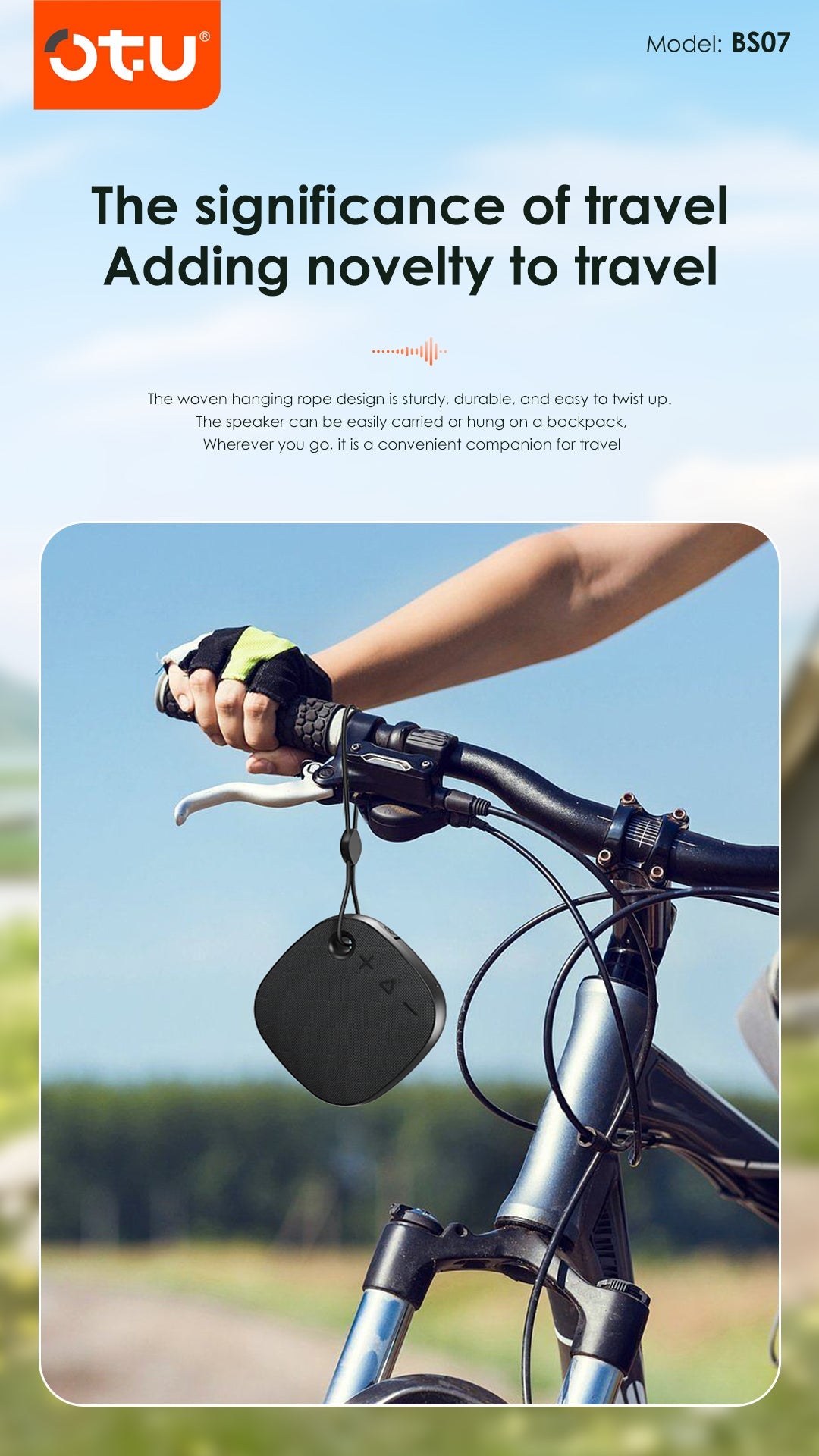Otu BS07 Portable Bluetooth Speaker with Shocking Bass, Bluetooth 5.3, 1200mAh Battery for Outdoor Travel and Music