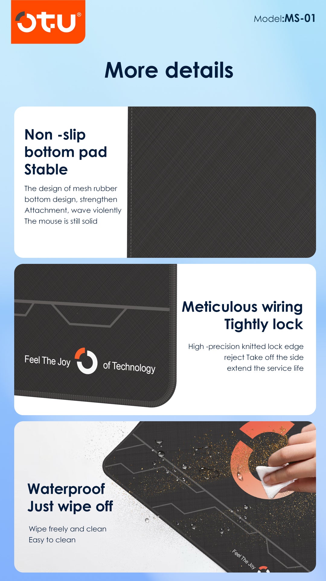OTU MS01 Eco-Friendly Mouse Pad – 4mm Thick, Non-Slip, Waterproof, Odor-Free Gaming & Office Mousepad