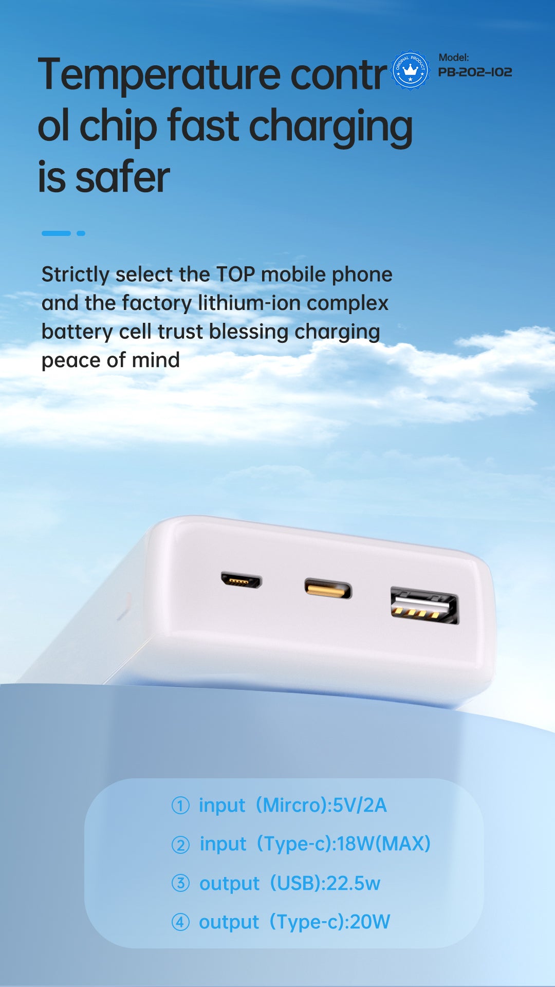 OTU PB202 20000mAh Power Bank with Digital Display – 22.5W High-Speed Portable Charger, Ultra-Safe Polymer Battery