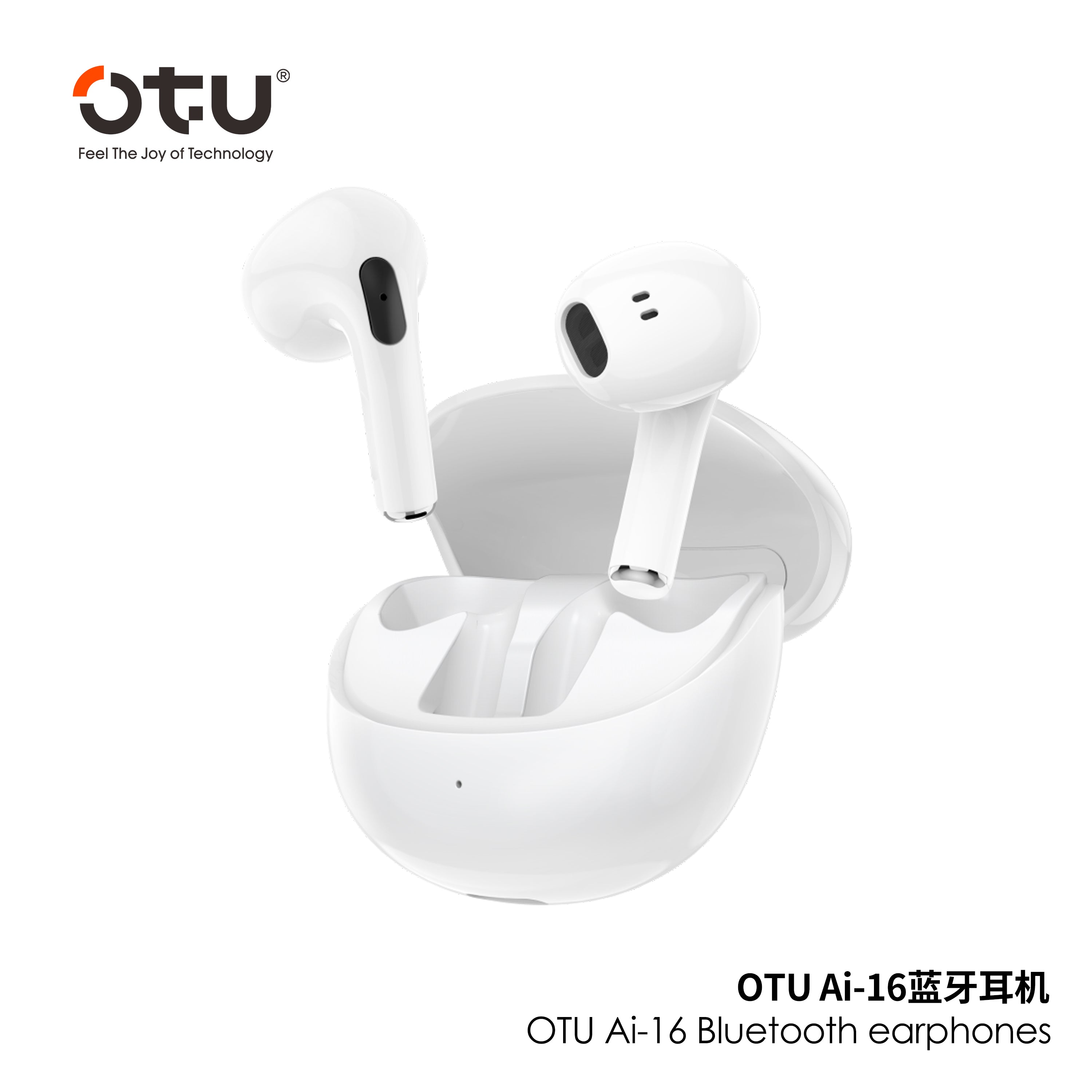 OTU AI-16 Wireless Earbuds - Bluetooth 5.3, 16H Playtime, Deep Bass, Noise Isolation, Sport Earphones for iPhone Android