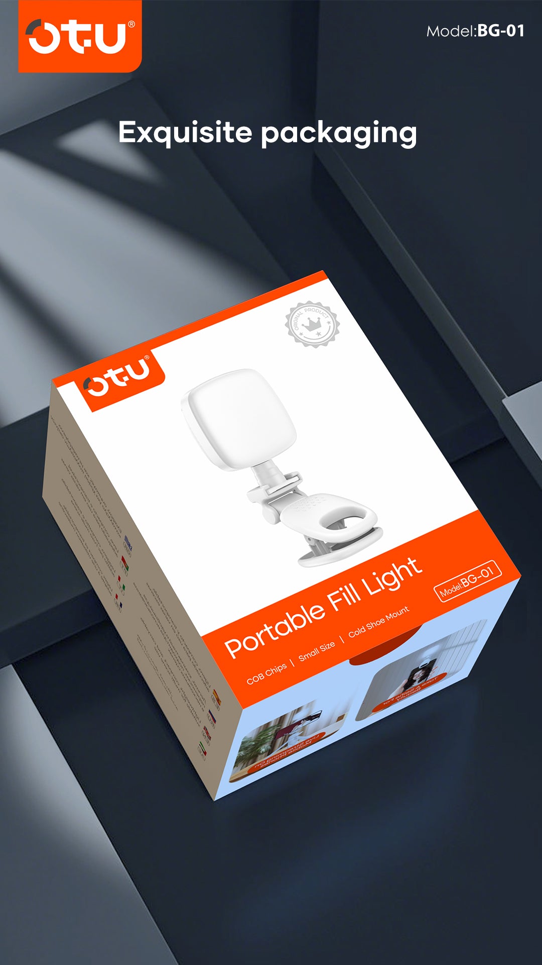 OTU BG01 360° Adjustable Phone Fill Light - Portable LED Video Light with Soft Light for Content Creation, Vlogging, Live Streaming