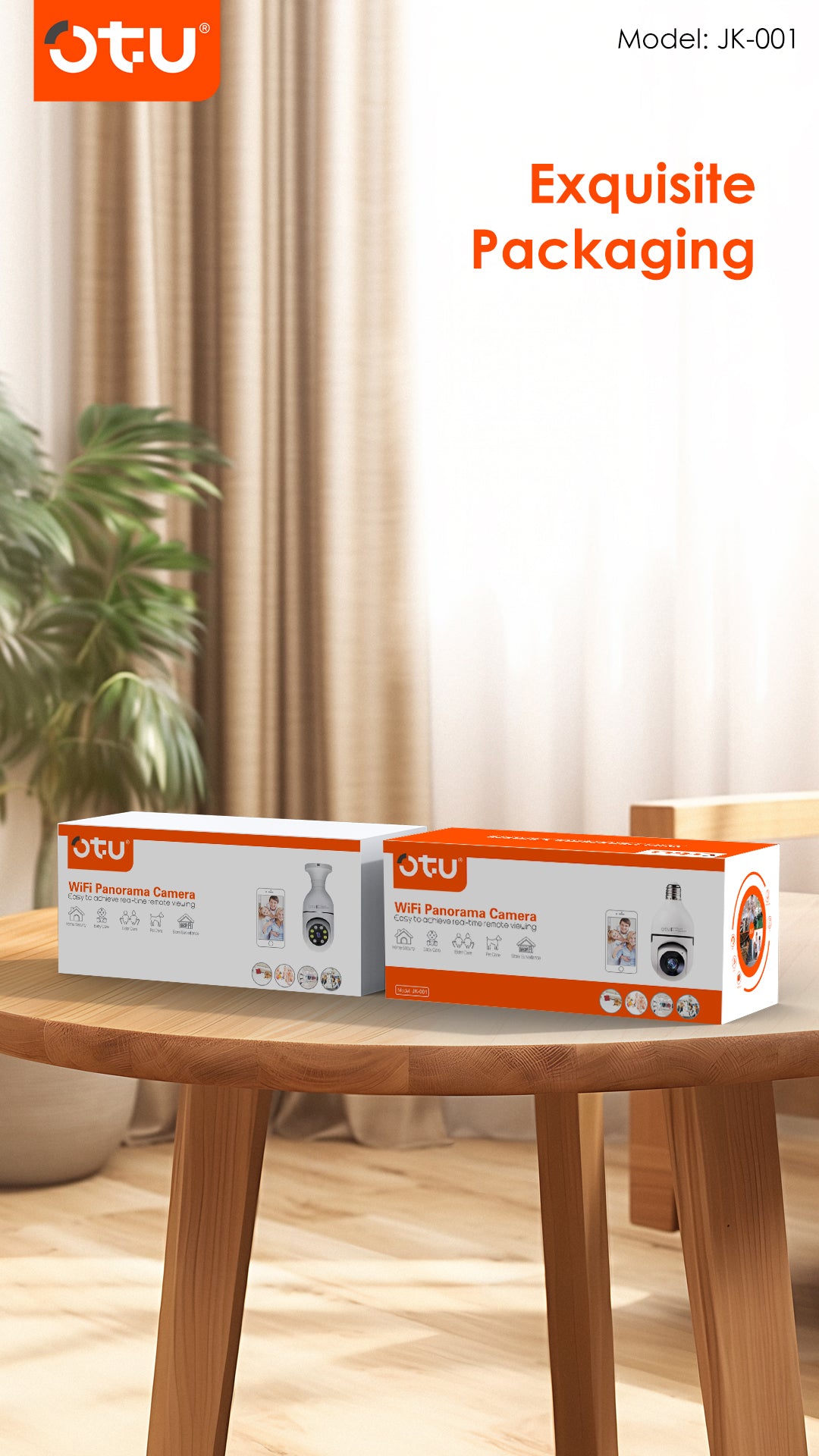 OTU JK001 Smart Indoor Security Camera with AI Human Detection, 2-Way Audio & Alarm Siren
