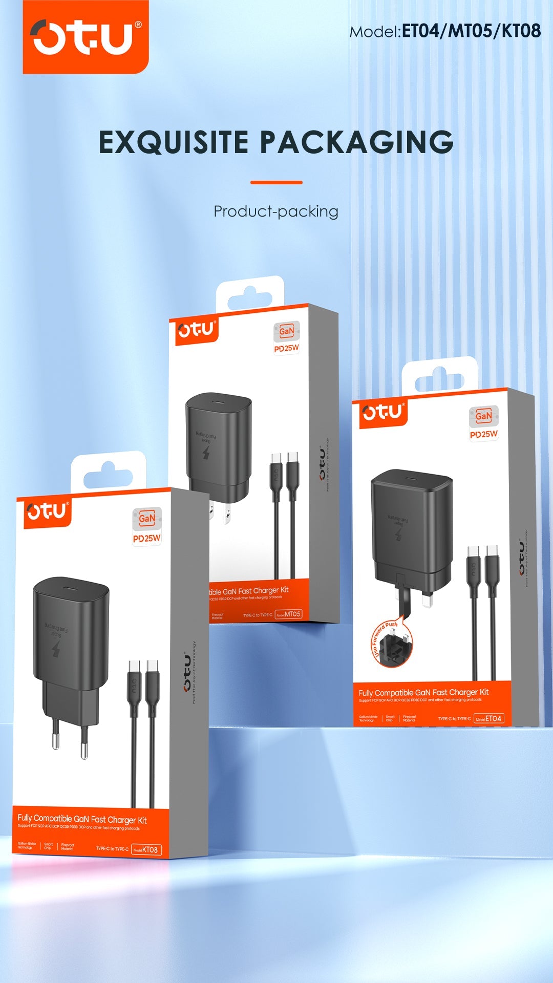 OTU MT05 25W GaN Fast Charger with PD & QC 4.0 – Ultra Compact Power Adapter for iPhone, Samsung, Huawei | 3X Faster Charging