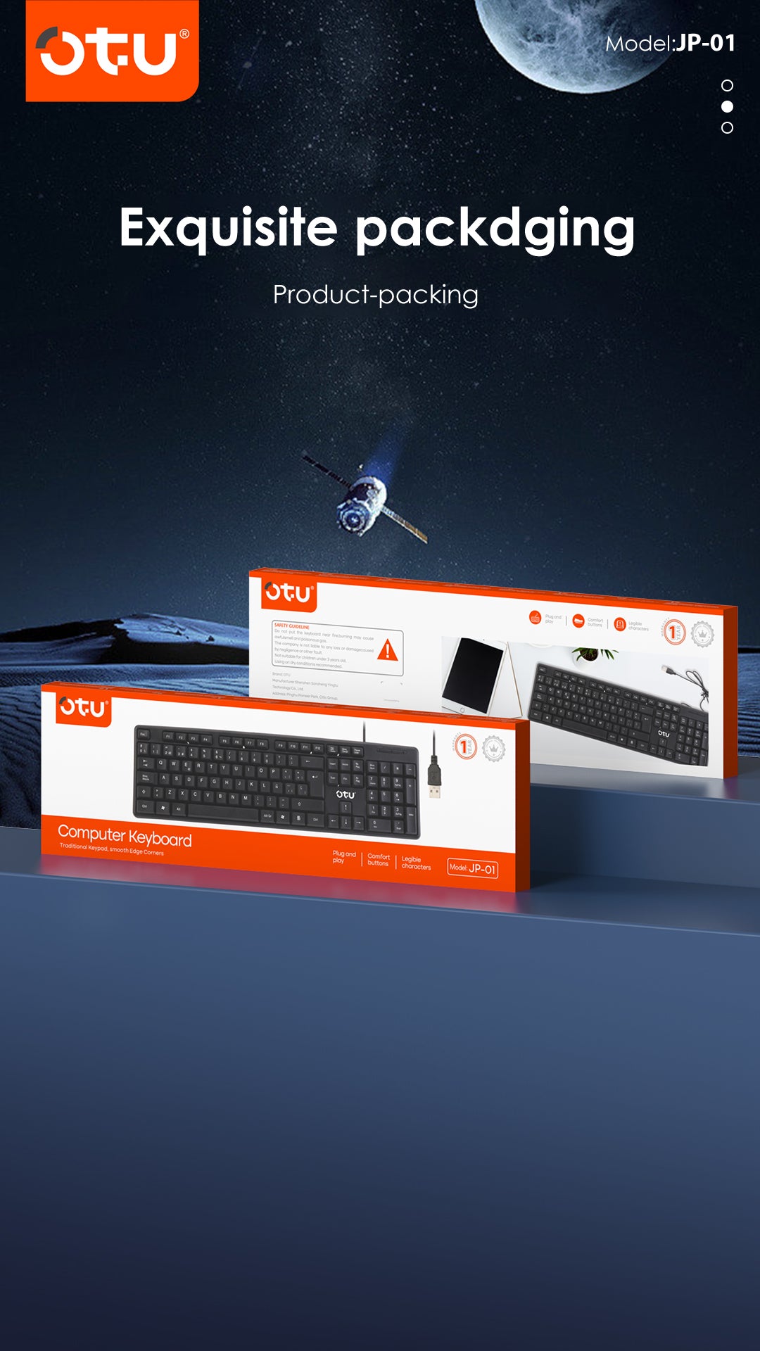 OTU JP-01 Wired Keyboard with U-Shaped Keycaps – Comfort Typing, Plug & Play for PC/Mac